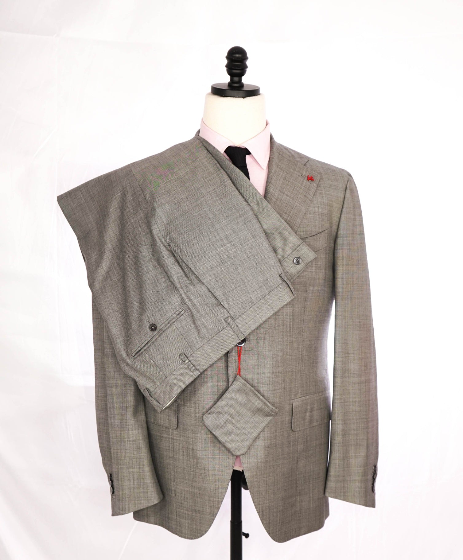 $4,750 ISAIA Grey Notch Lapel MTM Custom Wool Suit 44R