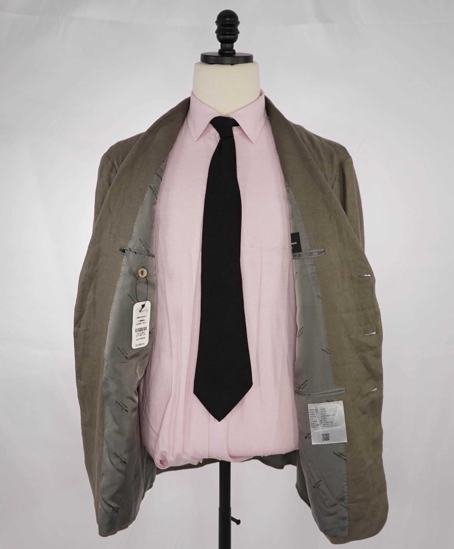 $6,000 Kiton Green/Gray Pure Linen 2/3 Button Roll Blazer 42R