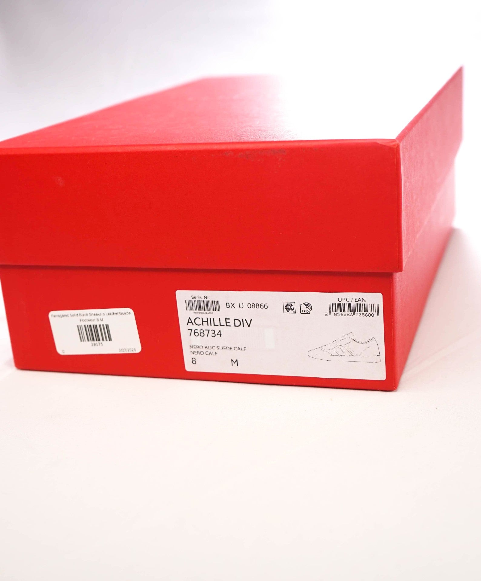 $750 Ferragamo "ACHILES" Black Sneakers Leather/Suede 8 M