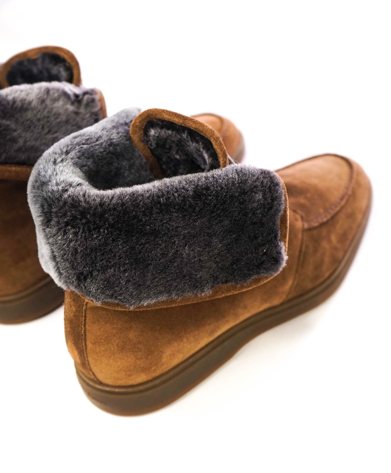 $900 Santoni "Dethrone" Brown Boot Suede/SHEARLING Fur U.S. 10.5 (9.5 IT)