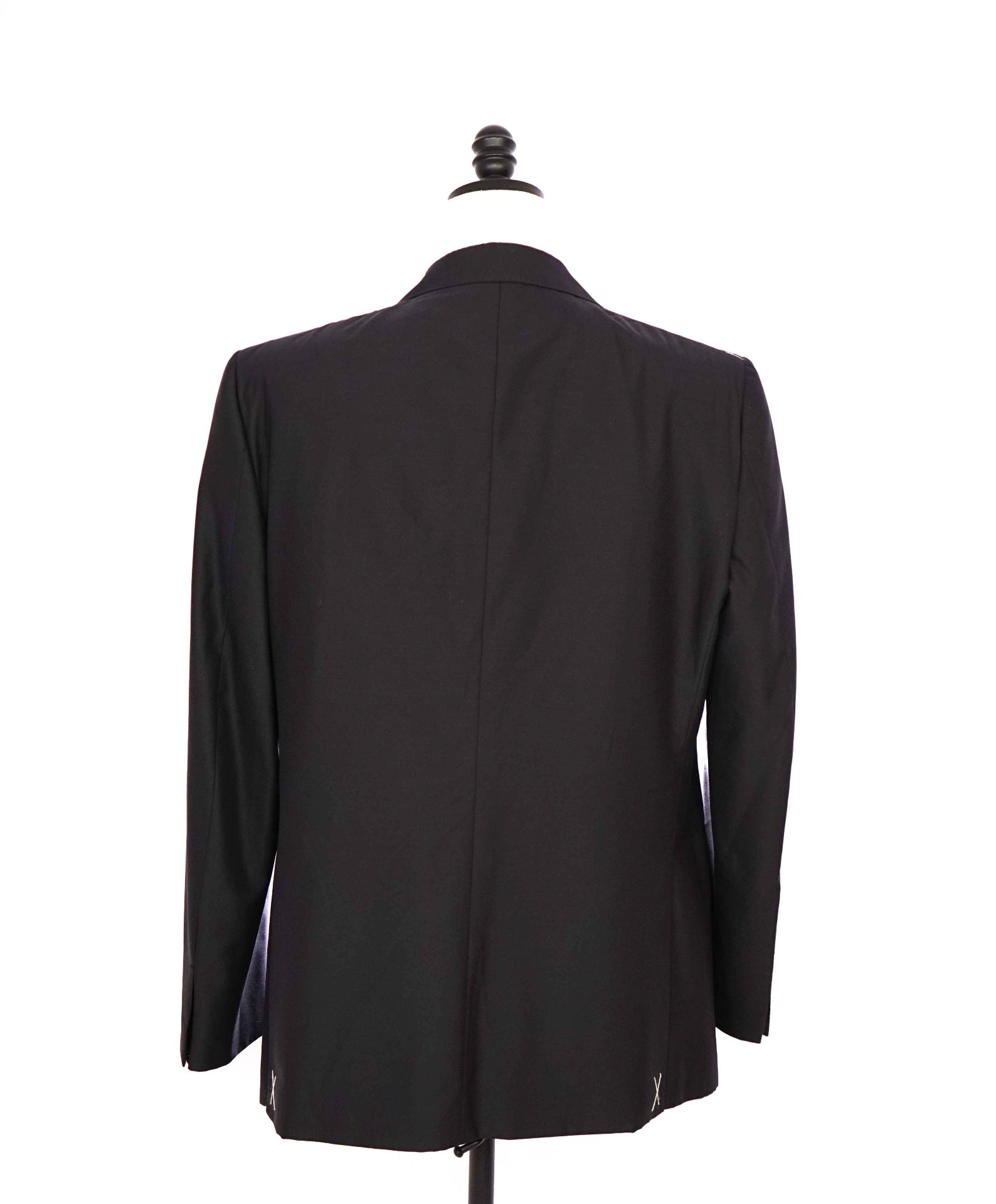 Zegna TROFEO 600 Solid Black 1-Btn Peak Lapel Dinner Jacket Blazer 46R