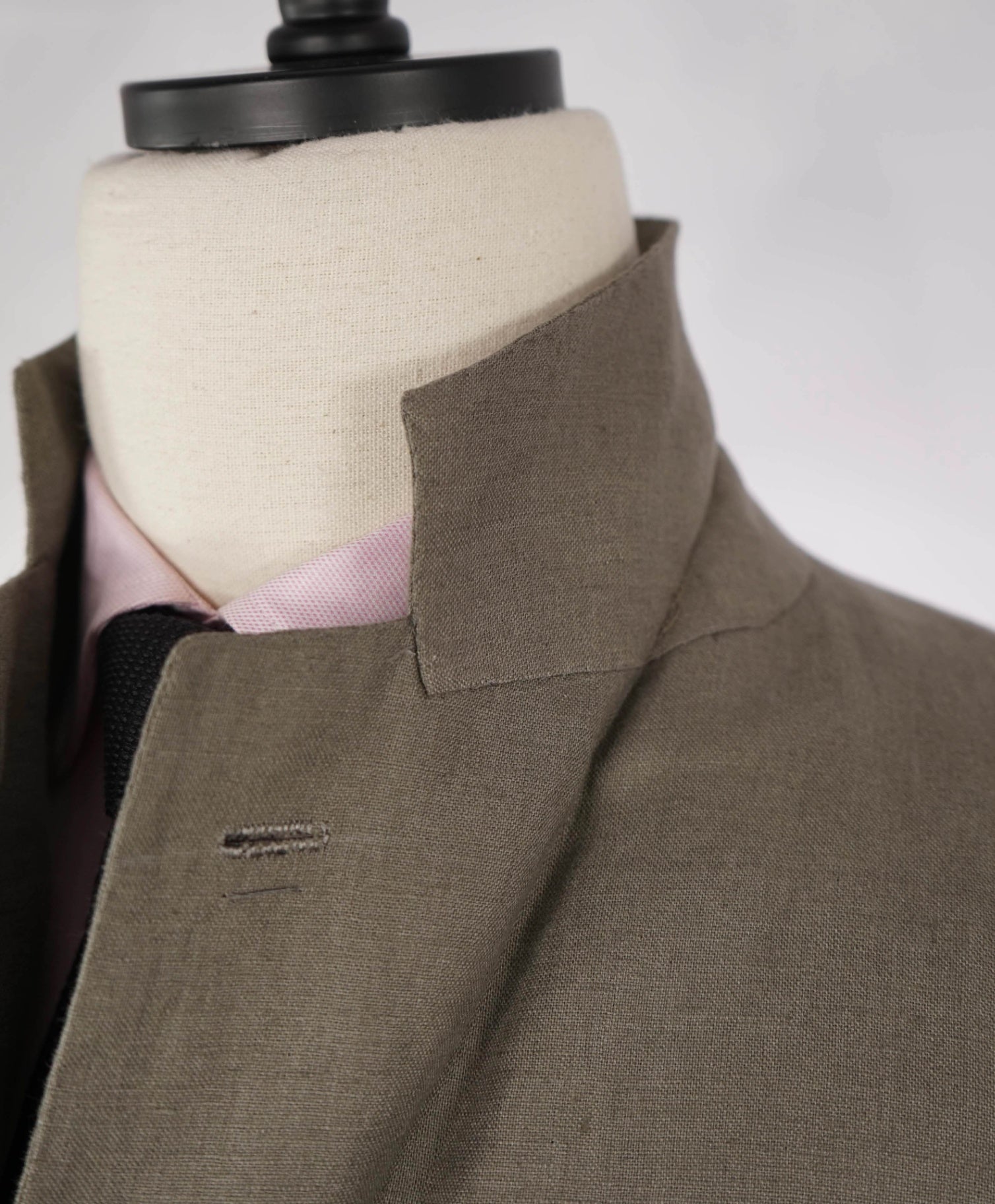 $6,000 Kiton Green/Gray Pure Linen 2/3 Button Roll Blazer 42R