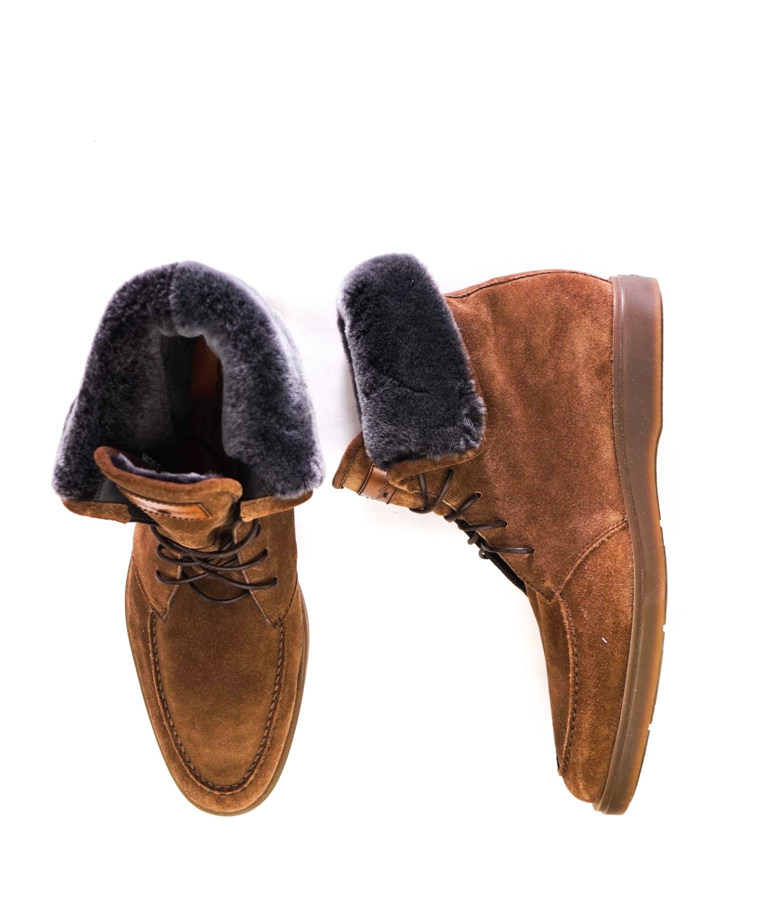 $900 Santoni "Dethrone" Brown Boot Suede/SHEARLING Fur U.S. 10.5 (9.5 IT)
