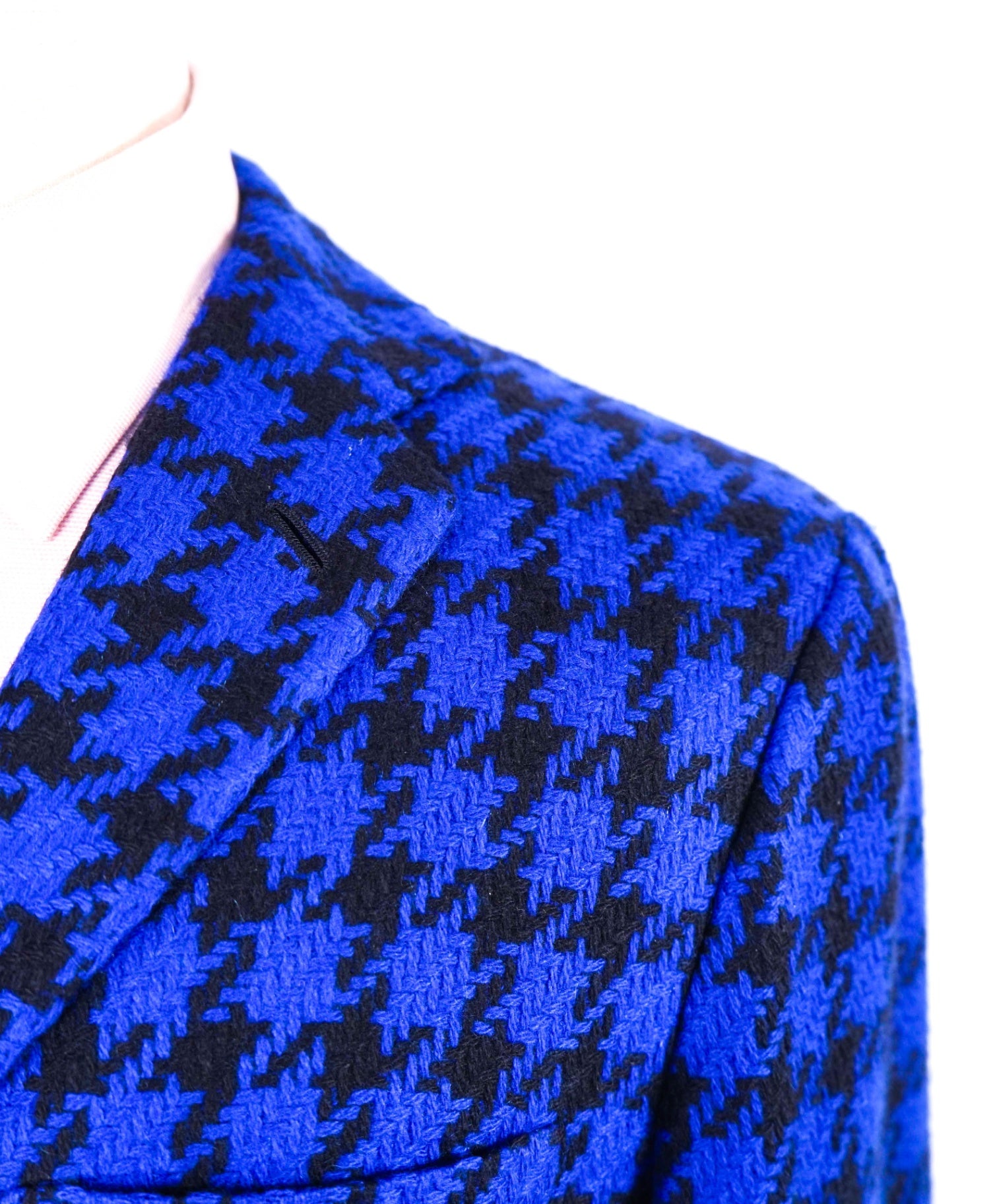 $9,850 Kiton Royal Blue/Navy Houndstooth PURE Cashmere Blazer 38R