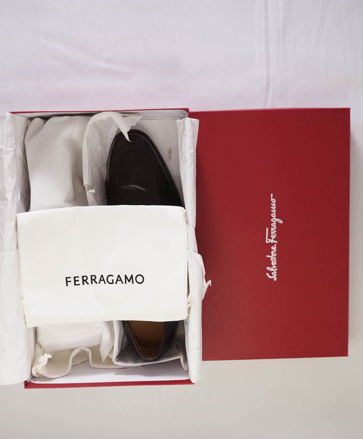 $930 Ferragamo "FELIPE" Brown MOC PENNY Loafers Leather 9 D