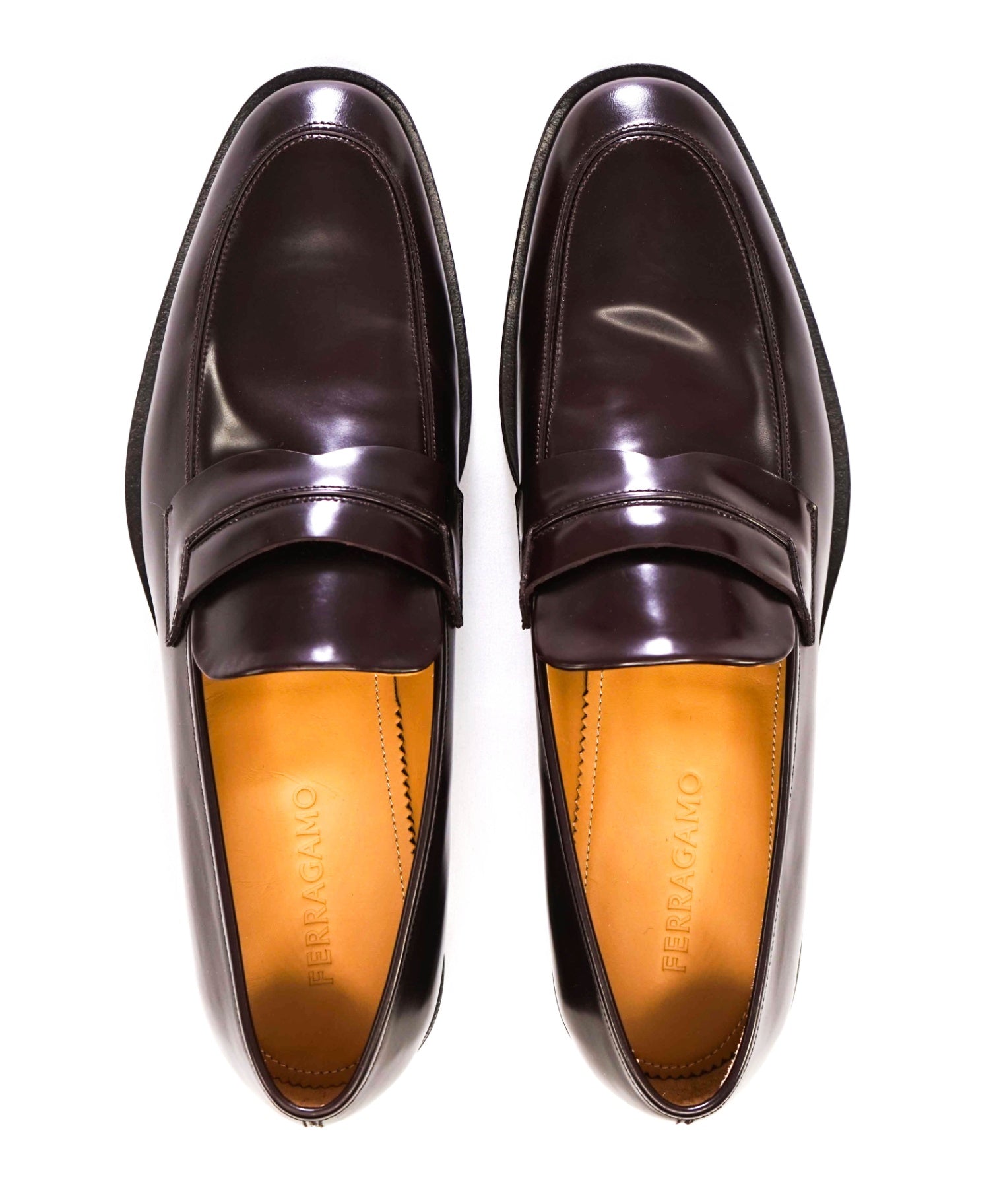 $930 Ferragamo "FELIPE" Brown MOC PENNY Loafers Leather 9 D
