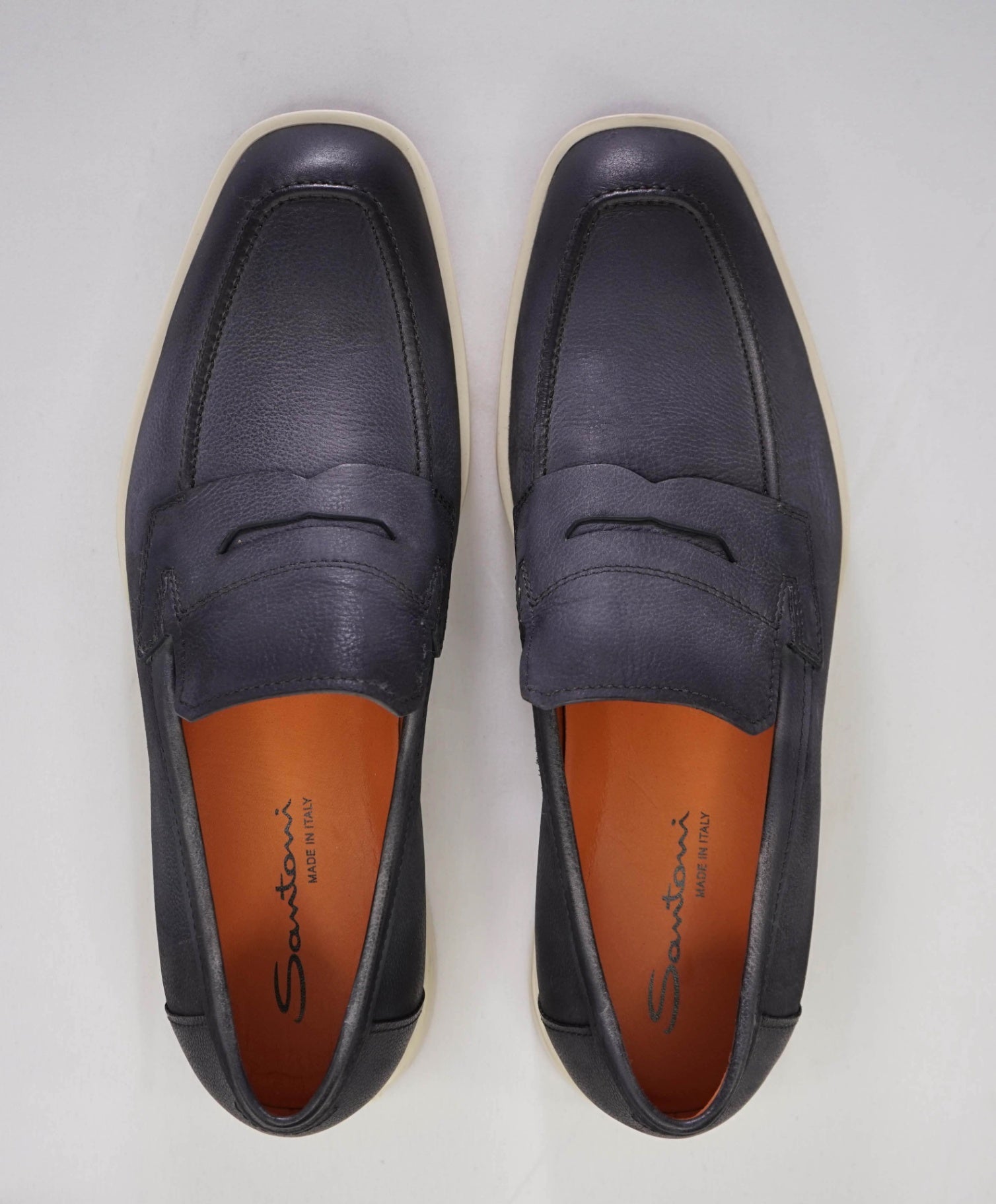 $700 Santoni "BODYWORK" Grey Pebbled Loafers Leather U.S. 10
