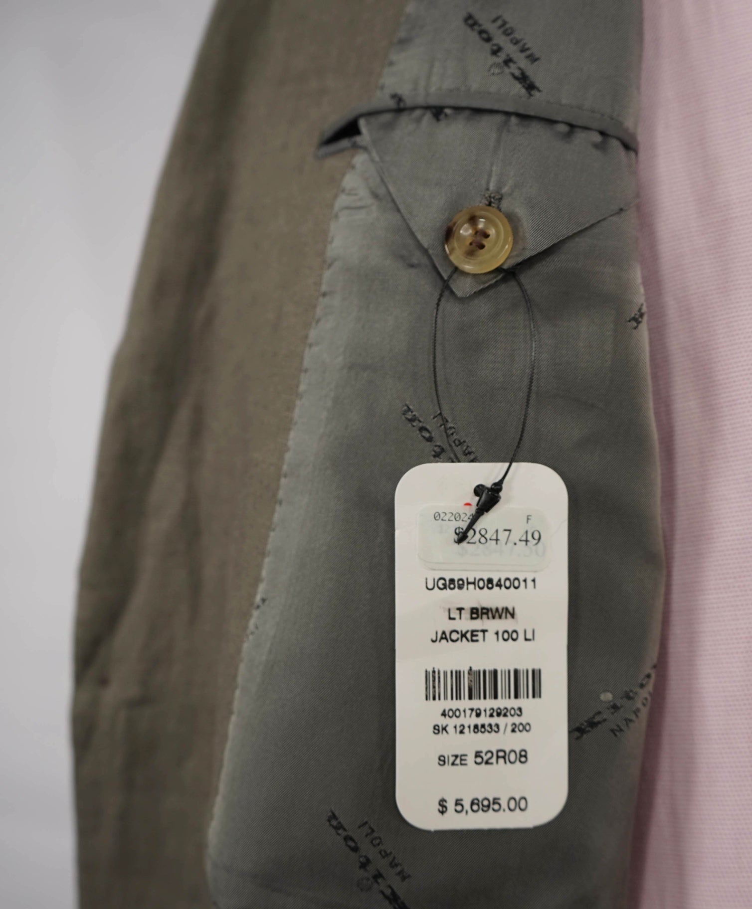 $6,000 Kiton Green/Gray Pure Linen 2/3 Button Roll Blazer 42R