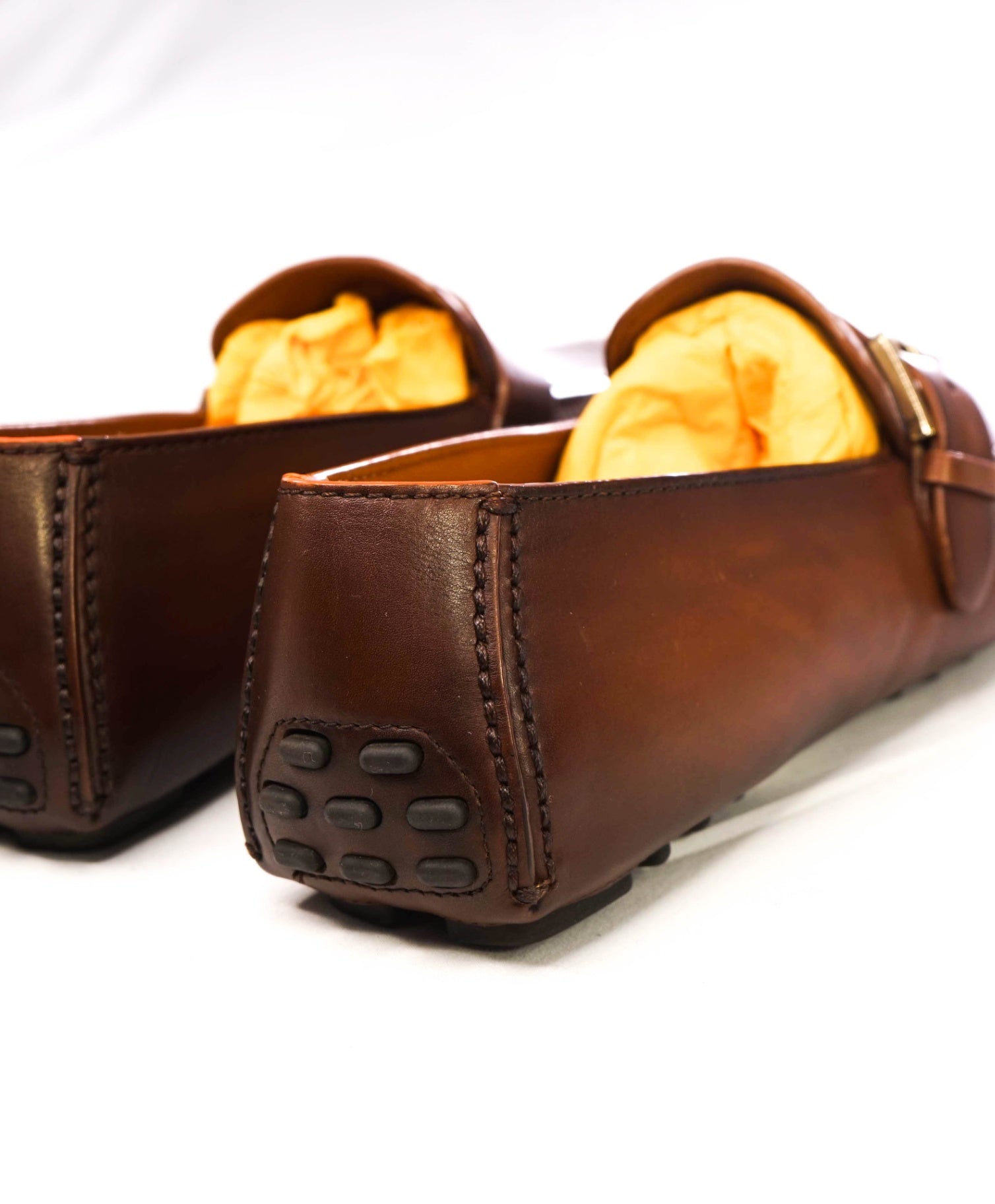 Santoni Solid Brown Leather Footwear U.S. 9.5