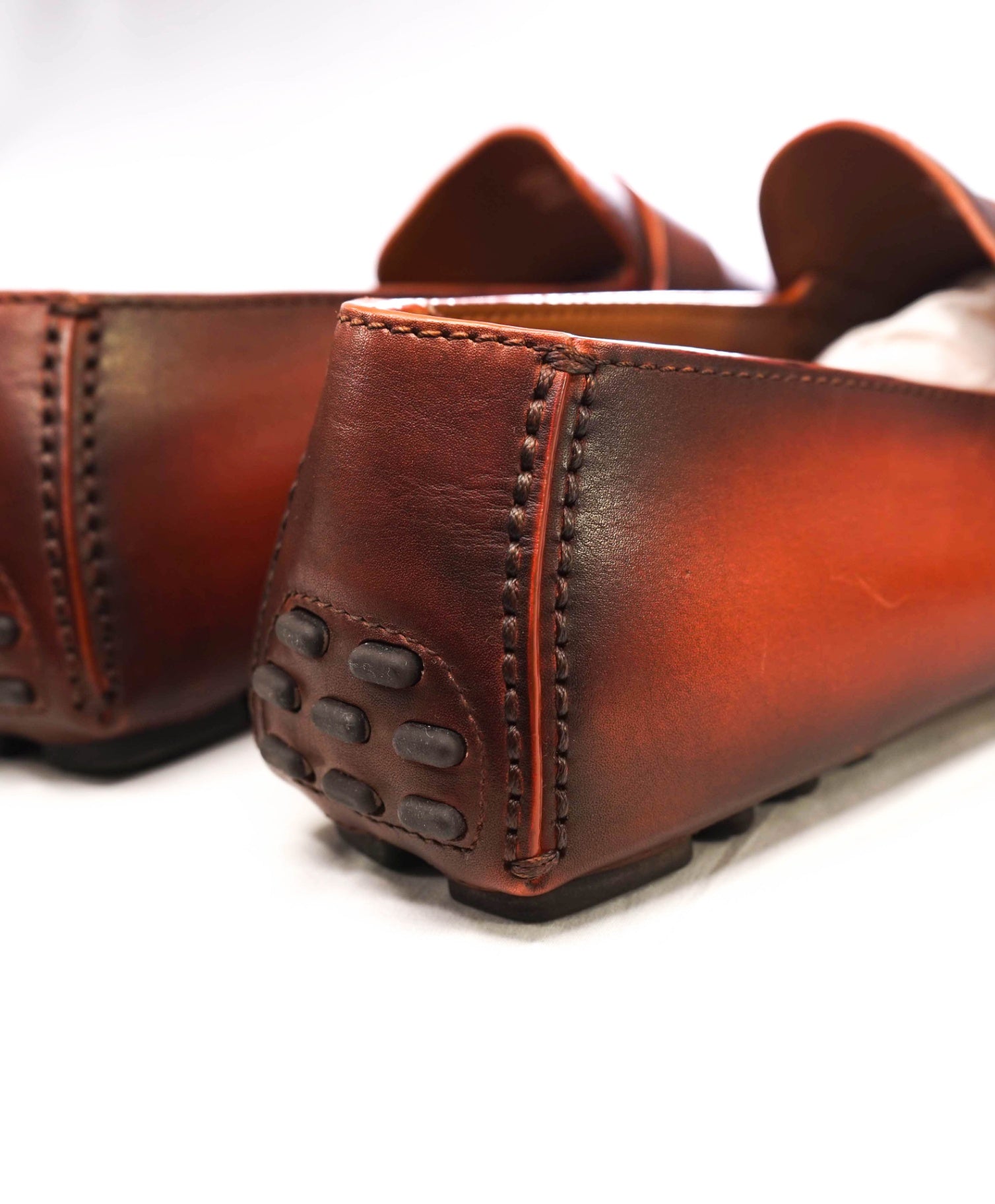 $750 Santoni BROWN / RED Patina Buckle Loafers Footwear U.S. 9 (8IT)