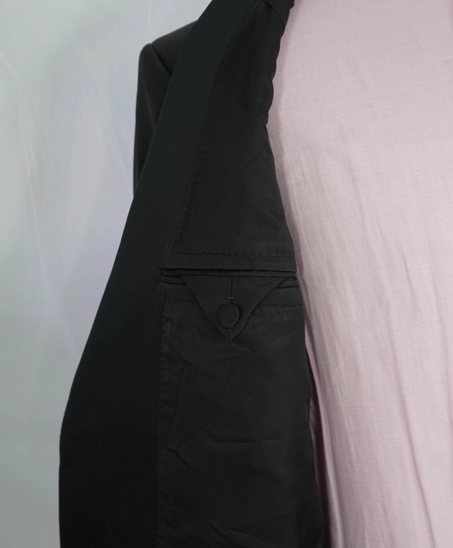 Zegna TROFEO 600 Solid Black 1-Btn Peak Lapel Dinner Jacket Blazer 46R