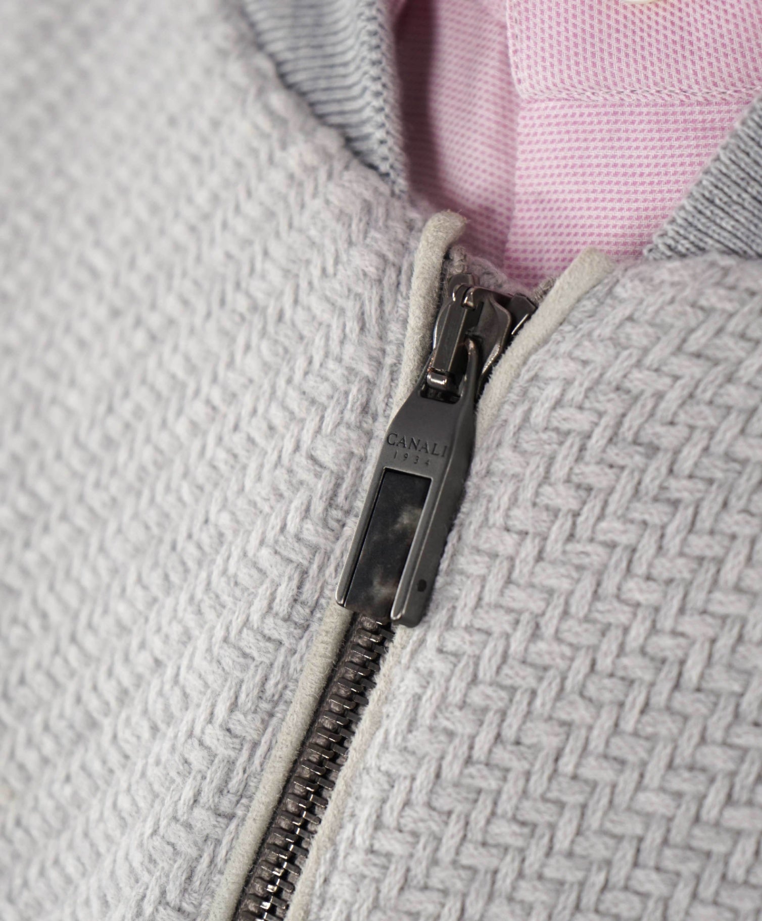 $2,850 Canali *EXCLUSIVE* Grey Wool/Linen Bomber Jacket 40R