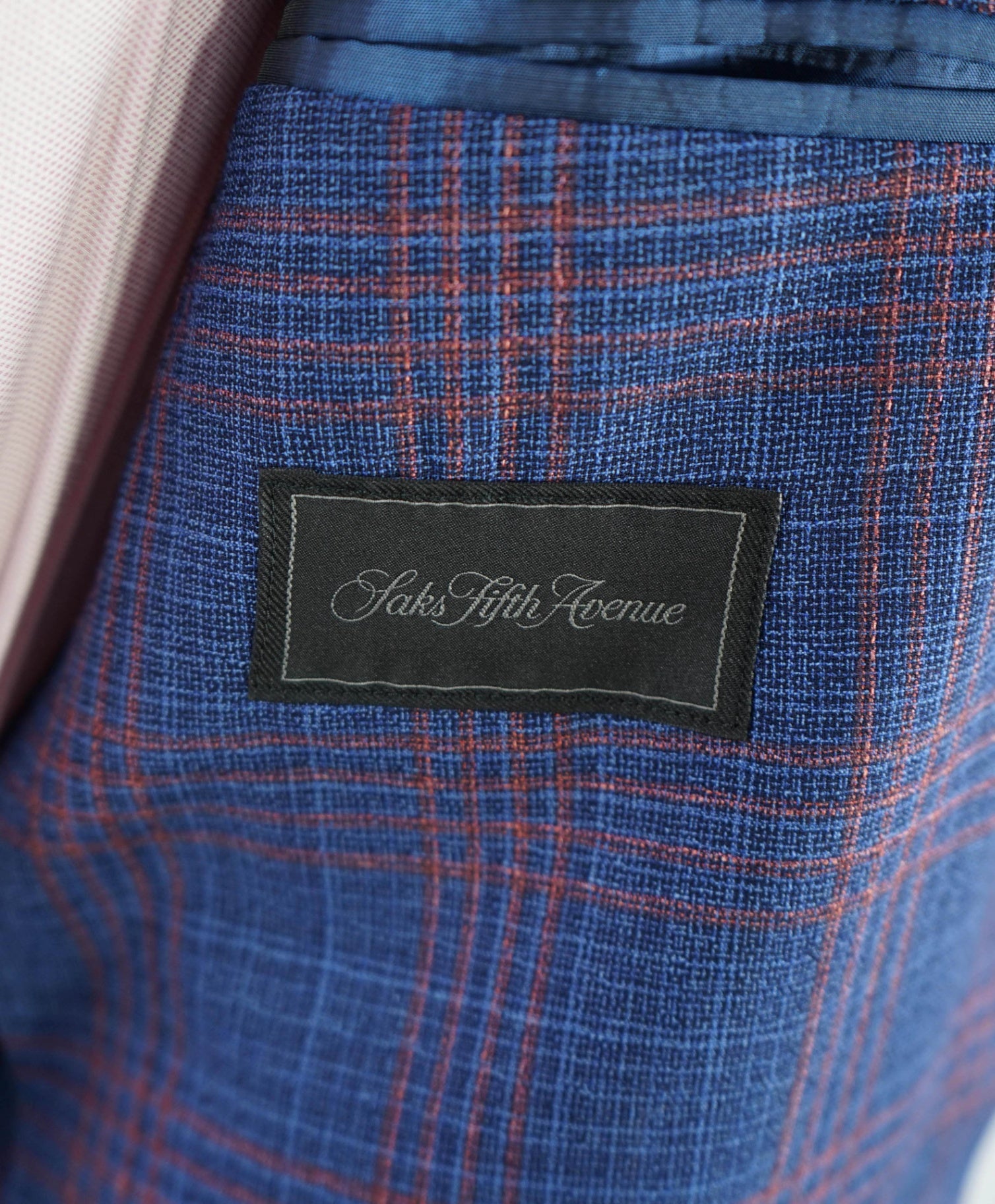 $995 Saks Fifth Avenue Blue/Red Check Wool Blazer 44R