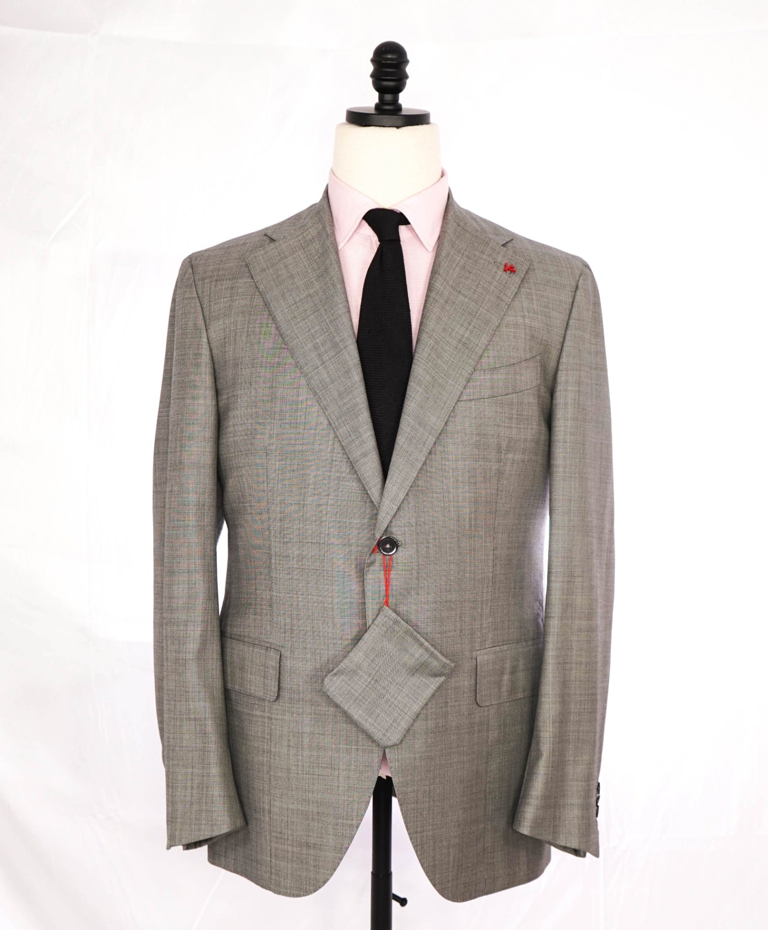 $4,750 ISAIA Grey Notch Lapel MTM Custom Wool Suit 44R