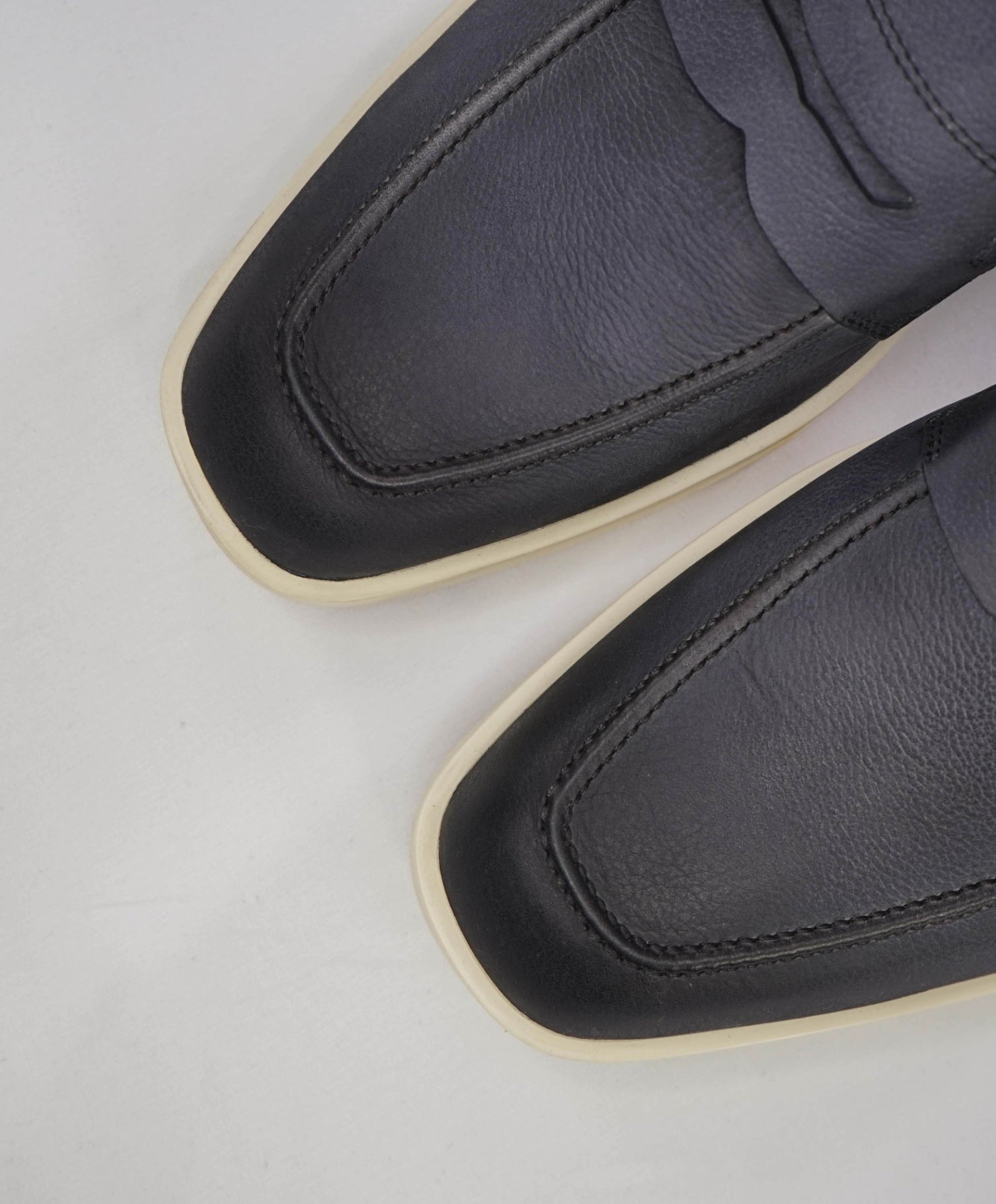 $700 Santoni "BODYWORK" Grey Pebbled Loafers Leather U.S. 10