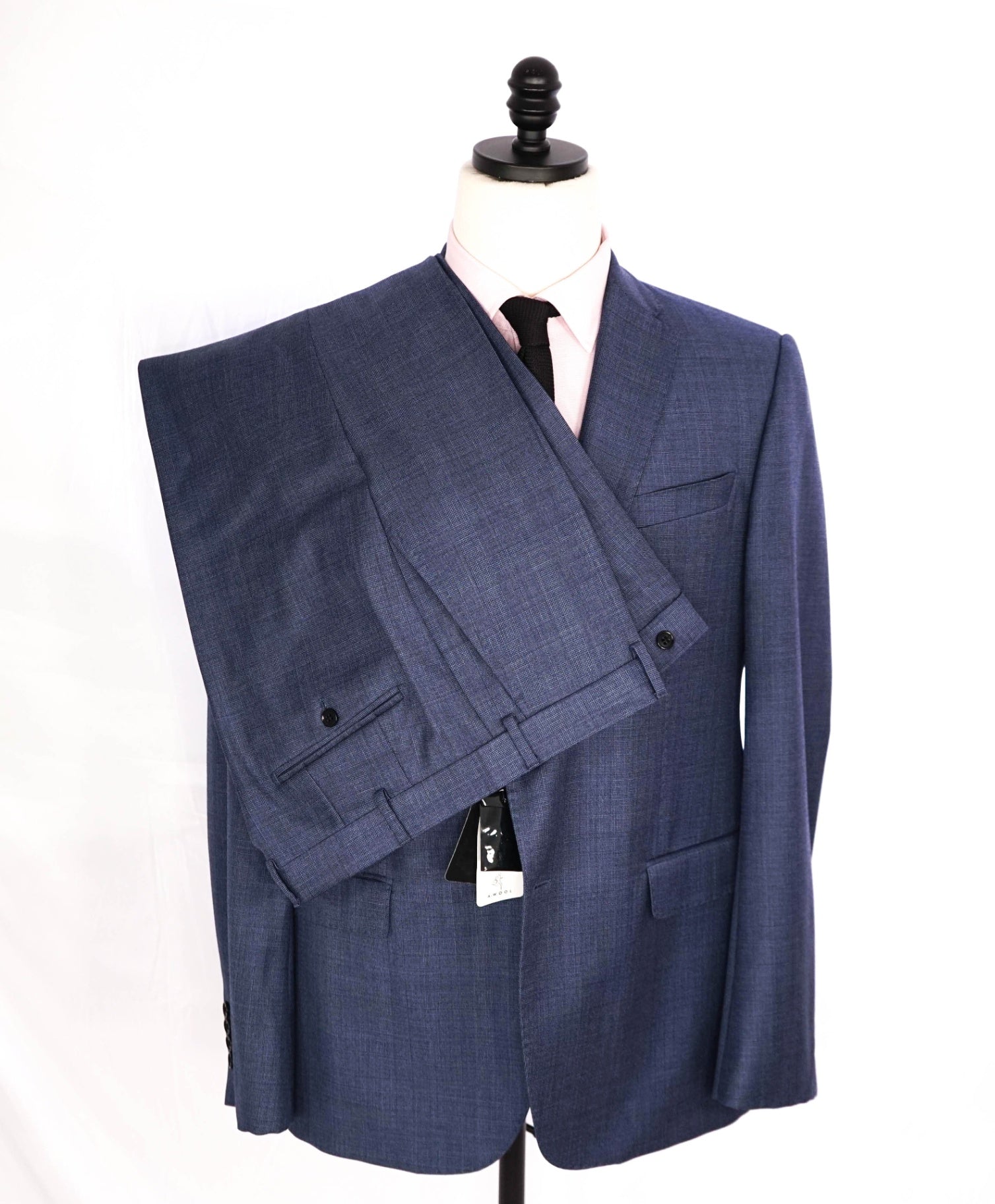 $1,995 Emporio Armani M Line Baby Blue Check Wool Suit 44R