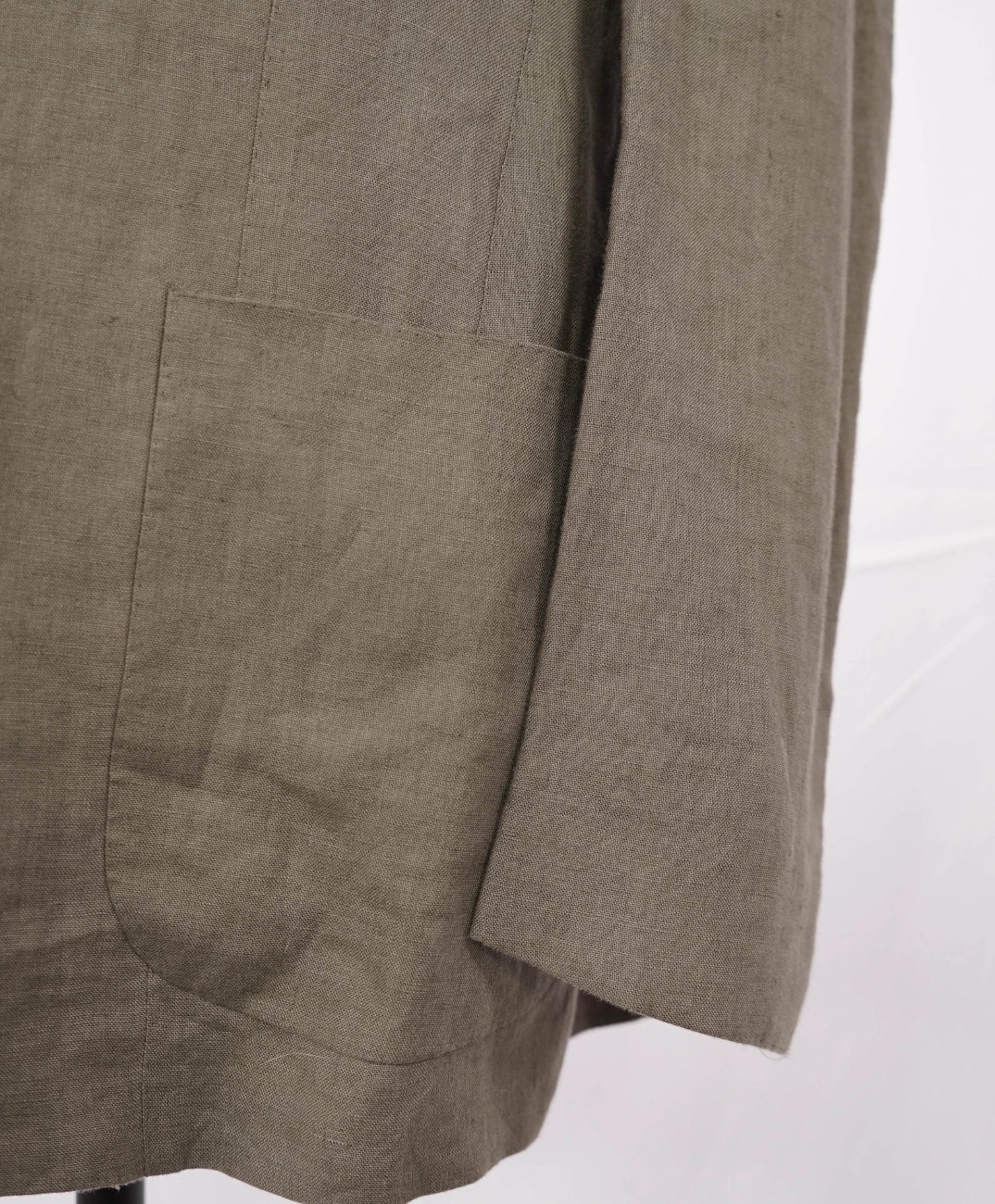 $6,000 Kiton Green/Gray Pure Linen 2/3 Button Roll Blazer 42R