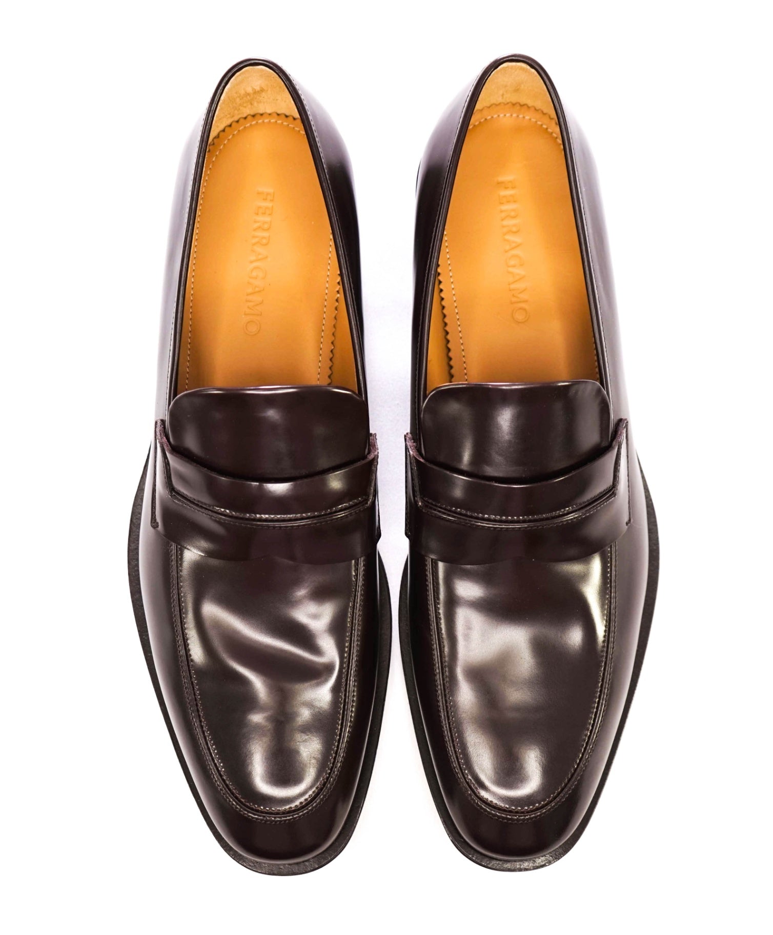 $930 Ferragamo "FELIPE" Brown MOC PENNY Loafers Leather 9 D
