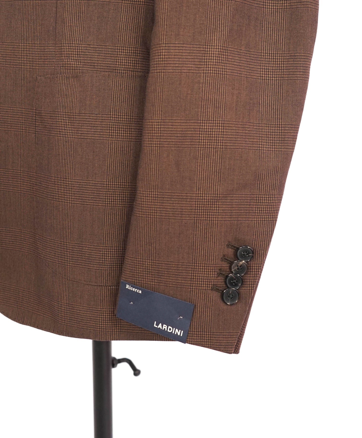 $2,250 Lardini Wool/Cotton Blend Check Brown Unlined Suit 40R