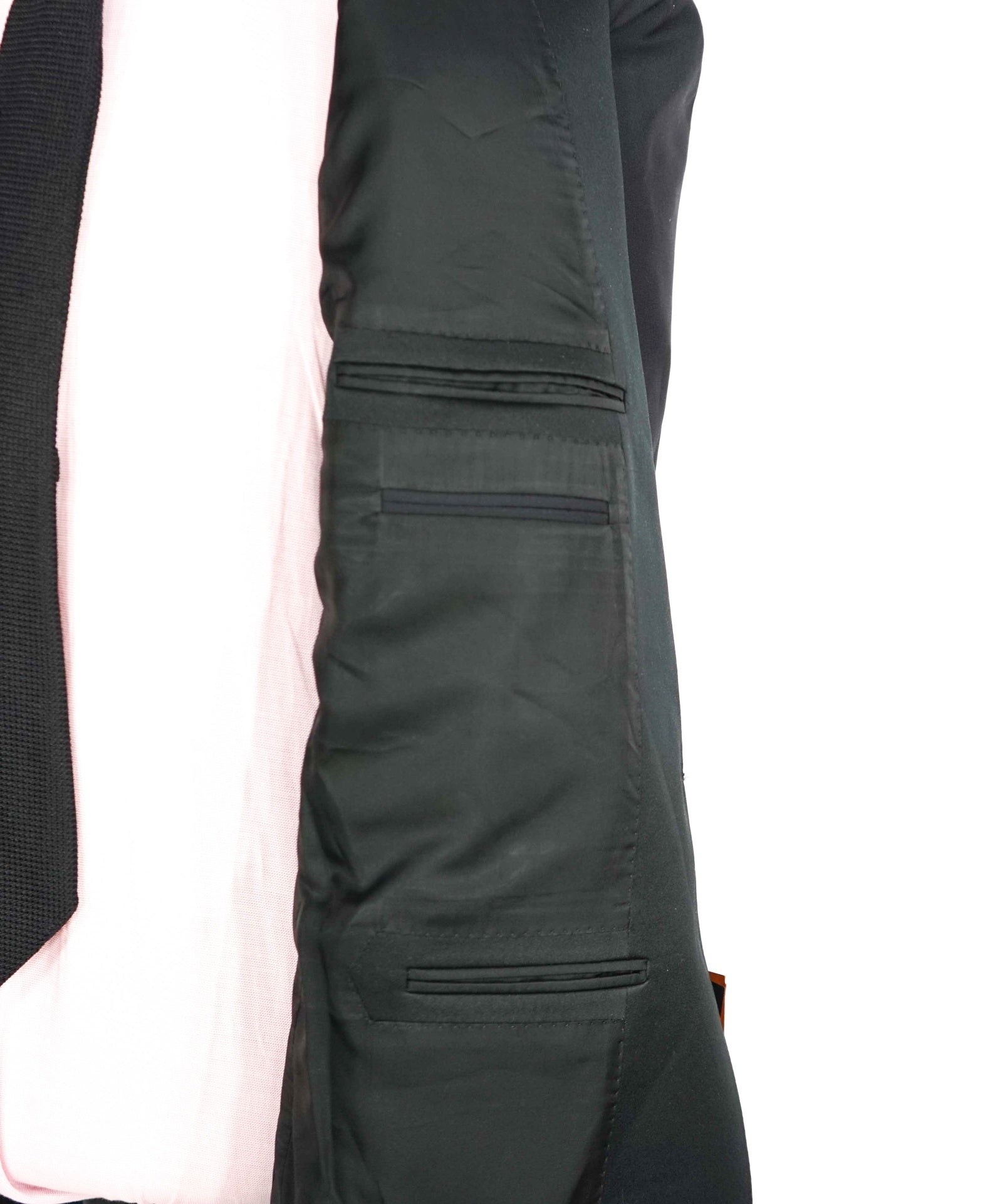 Zegna TROFEO 600 Solid Black 1-Btn Peak Lapel Dinner Jacket Blazer 46R