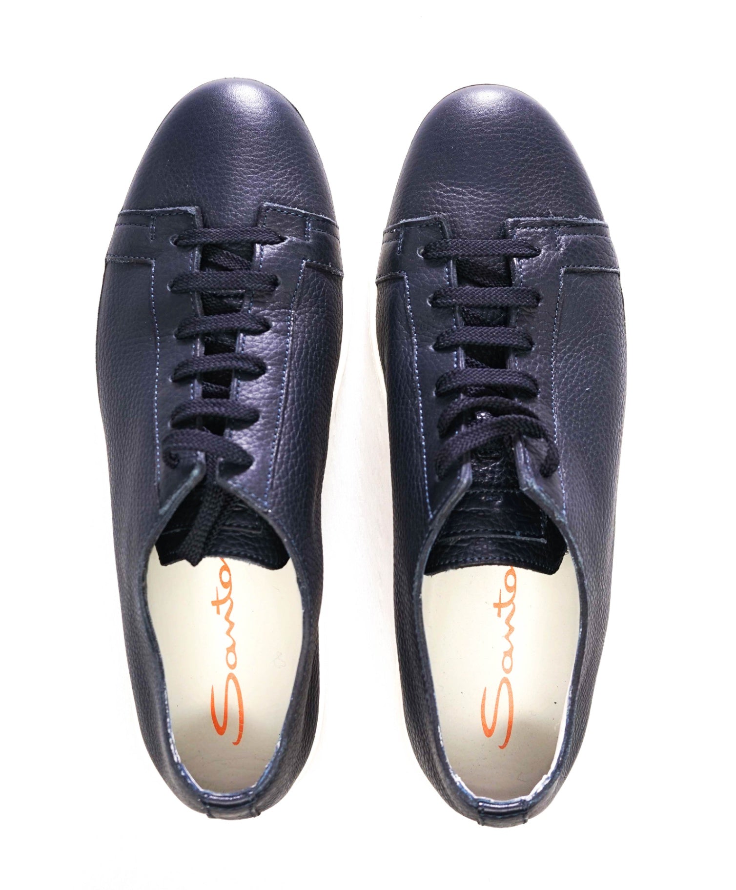 $700 Santoni Solid Navy Sneakers Leather Footwear 11US (10UK)
