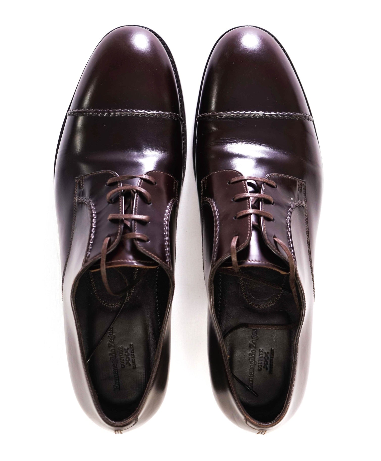 $990 Ermenegildo Zegna Solid Brown Derbies Leather US 11.5 UK 10.5