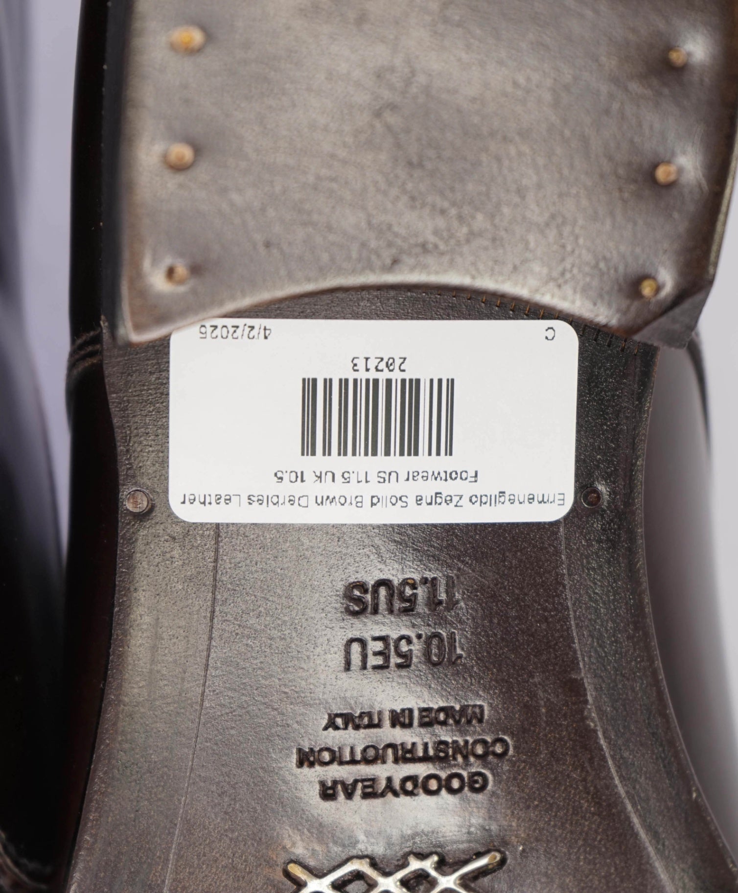 $990 Ermenegildo Zegna Solid Brown Derbies Leather US 11.5 UK 10.5