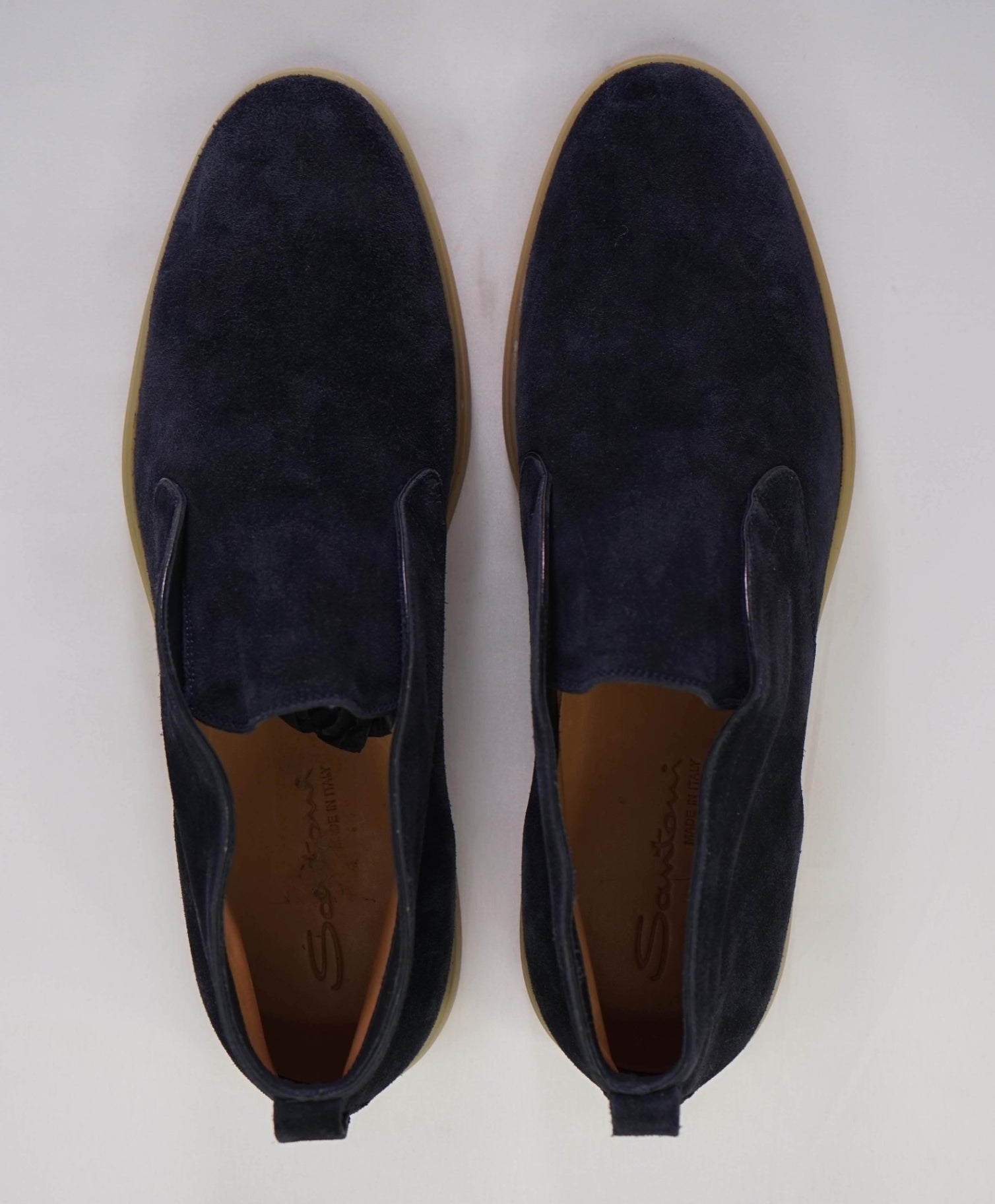 $850 SANTONI "Summer Walk" Navy Suede Chukka Slip On Boot 13US (12UK)