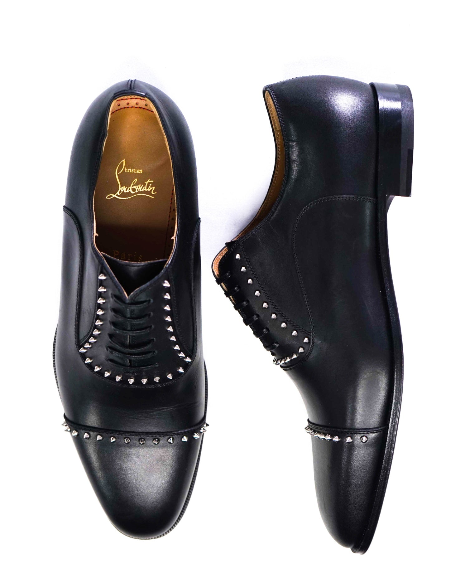 $1,200 CHRISTIAN LOUBOUTIN - *CLOOCLOO* Black Spike Oxfords - 10 US (43 EU)