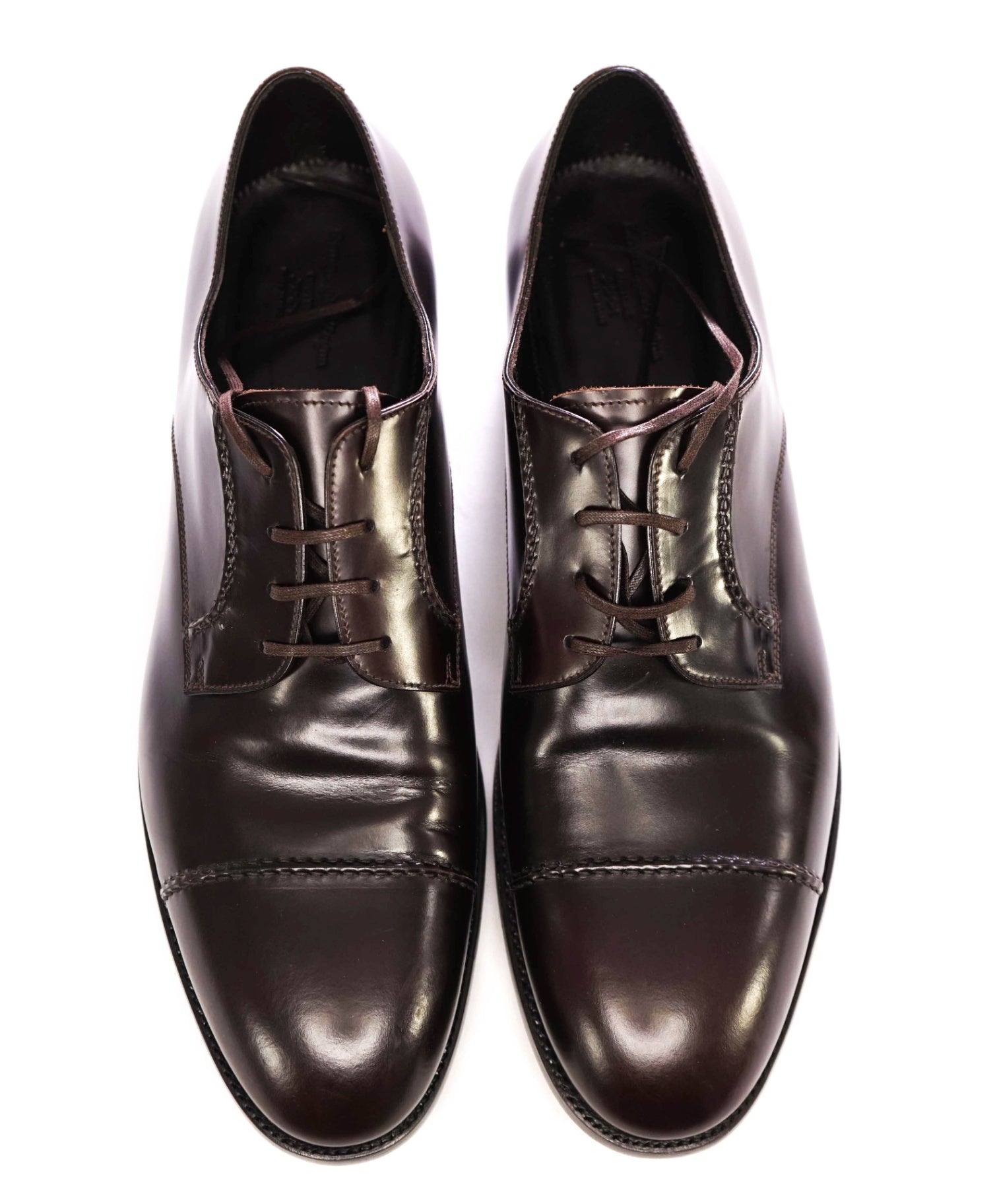 $990 Ermenegildo Zegna Solid Brown Derbies Leather US 11.5 UK 10.5