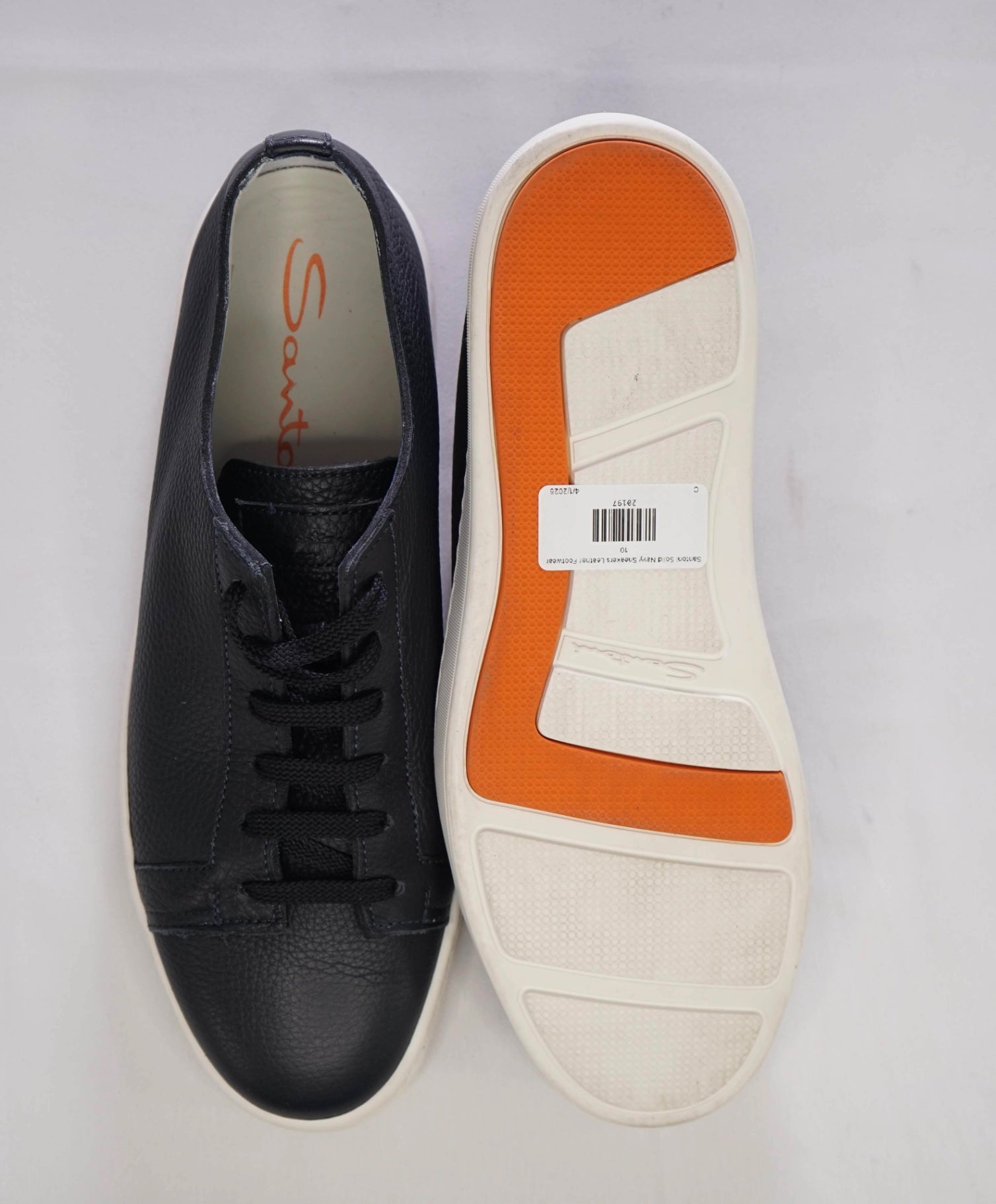 $700 Santoni Solid Navy Sneakers Leather Footwear 11US (10UK)