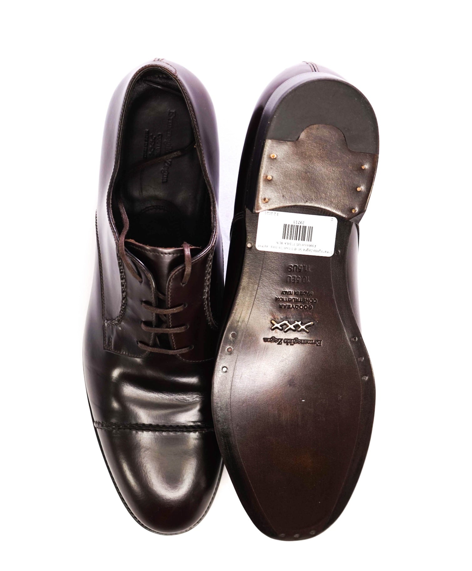 $990 Ermenegildo Zegna Solid Brown Derbies Leather US 11.5 UK 10.5