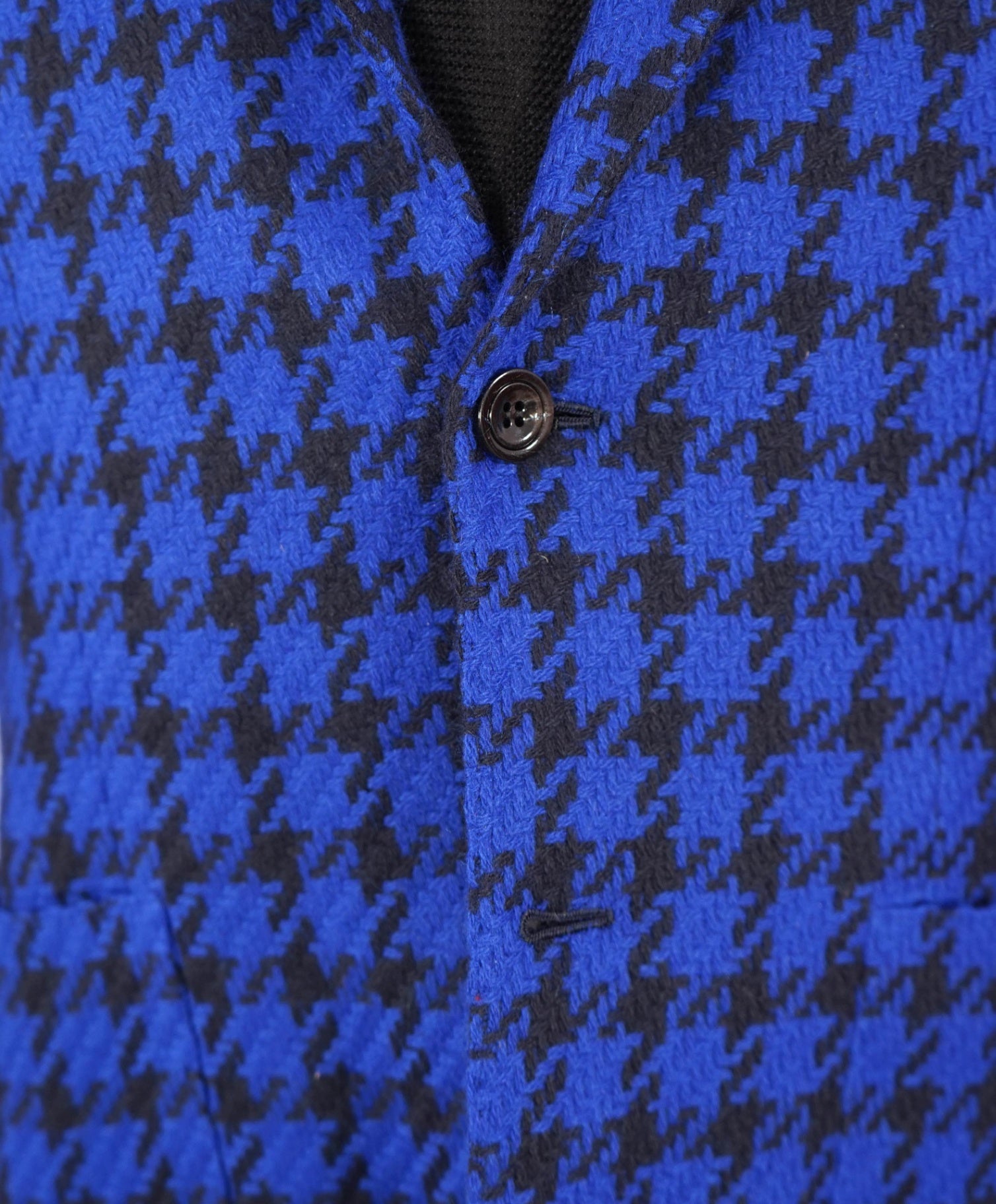 $9,850 Kiton Royal Blue/Navy Houndstooth PURE Cashmere Blazer 38R
