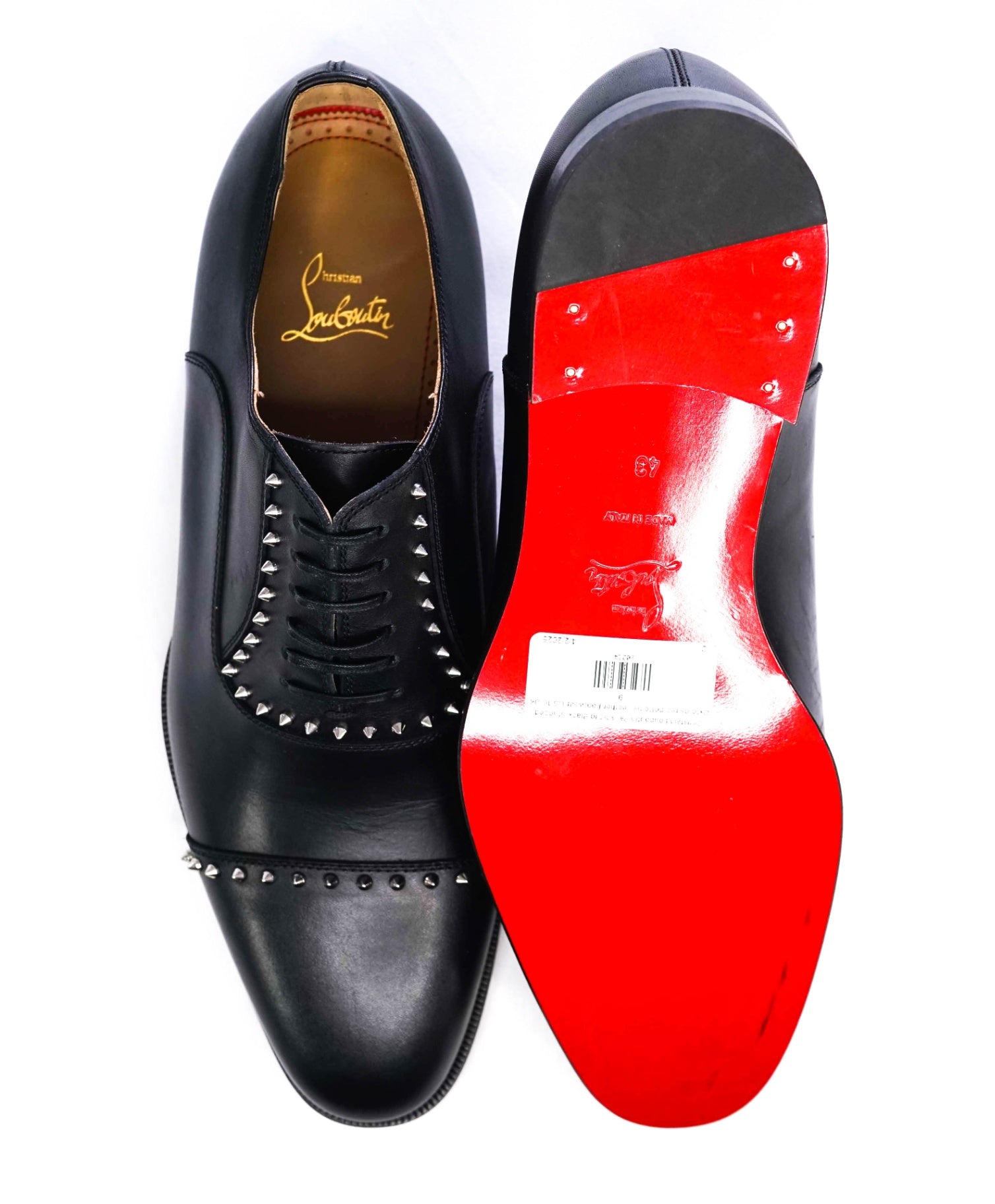 $1,200 CHRISTIAN LOUBOUTIN - *CLOOCLOO* Black Spike Oxfords - 10 US (43 EU)
