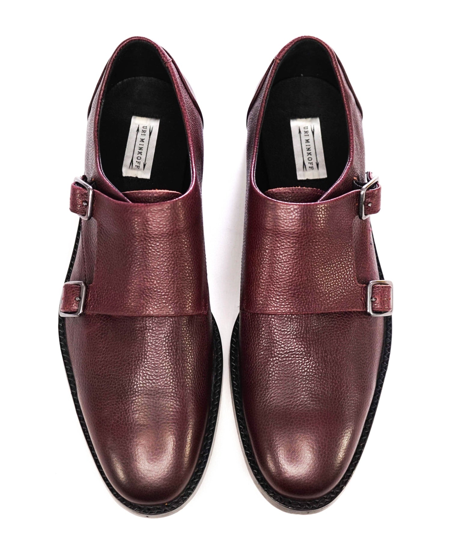 $275 Uri Minkoff Textured Oxblood Leather Double Monk 11.5 M