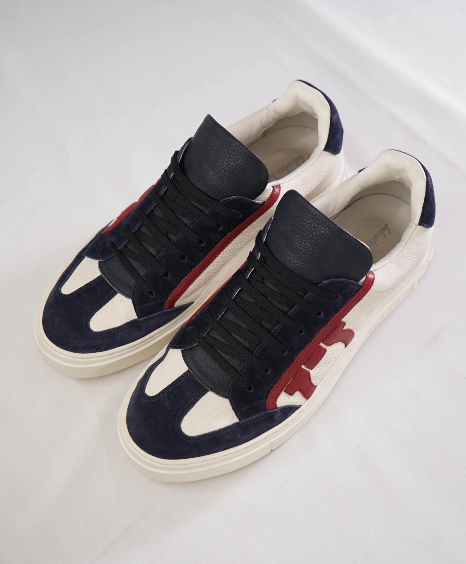 $750 Salvatore Ferragamo BORG 5 Navy/Red/White Sneaker 10 M
