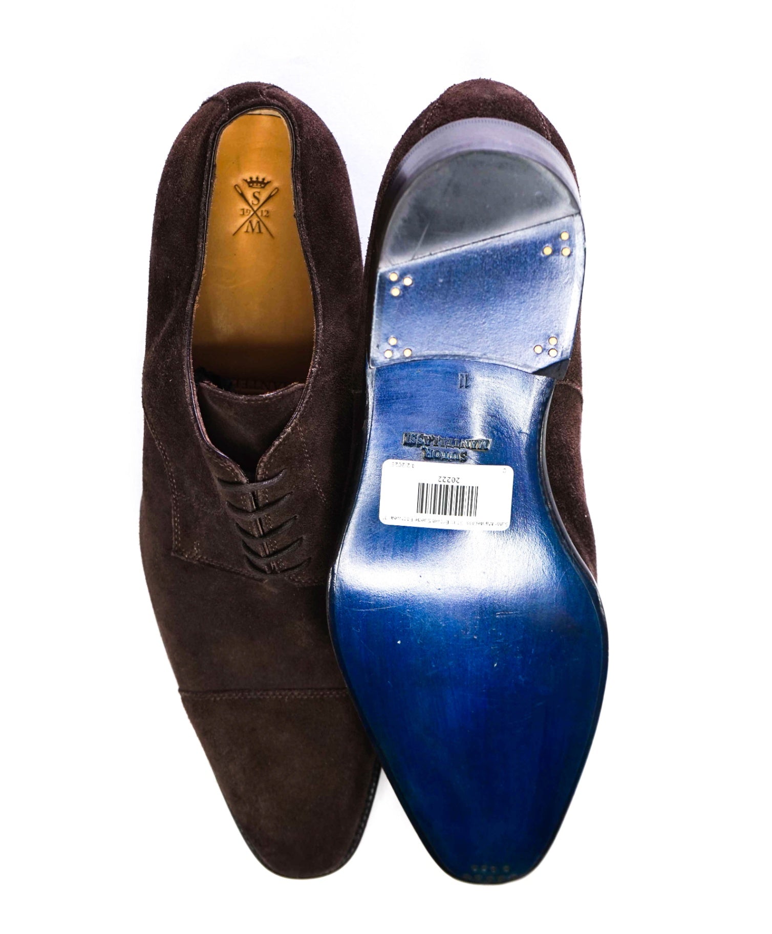 $790 Sutor Mantellassi Solid Brown Suede Cap Toe Oxfords 11