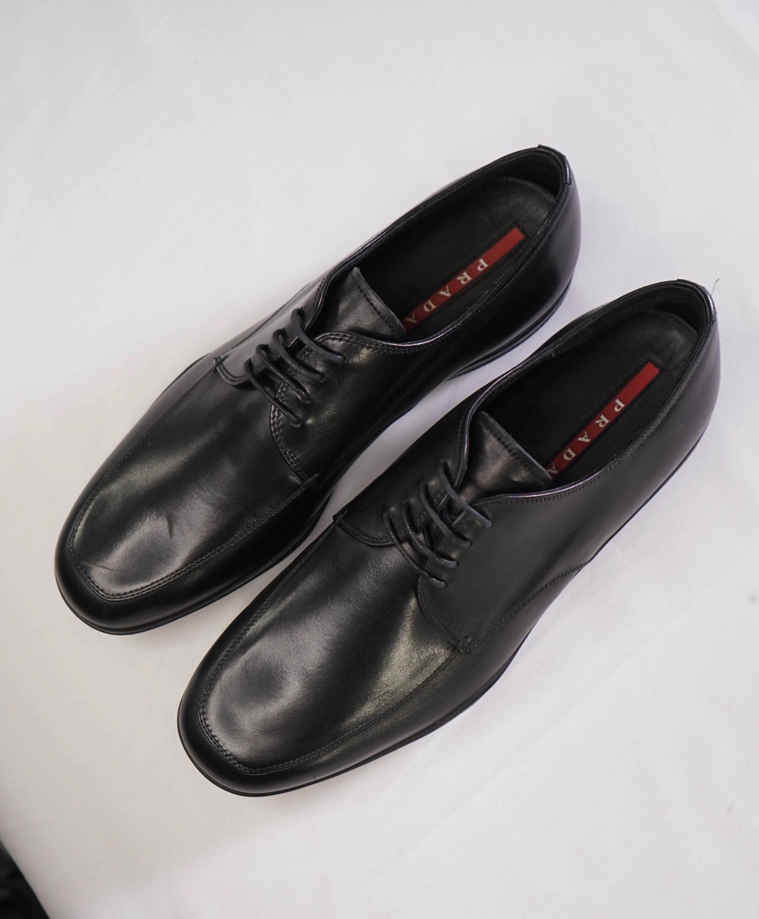 $795 Prada LINEA ROSSA Solid Black Leather Footwear 9.5US (8.5IT)