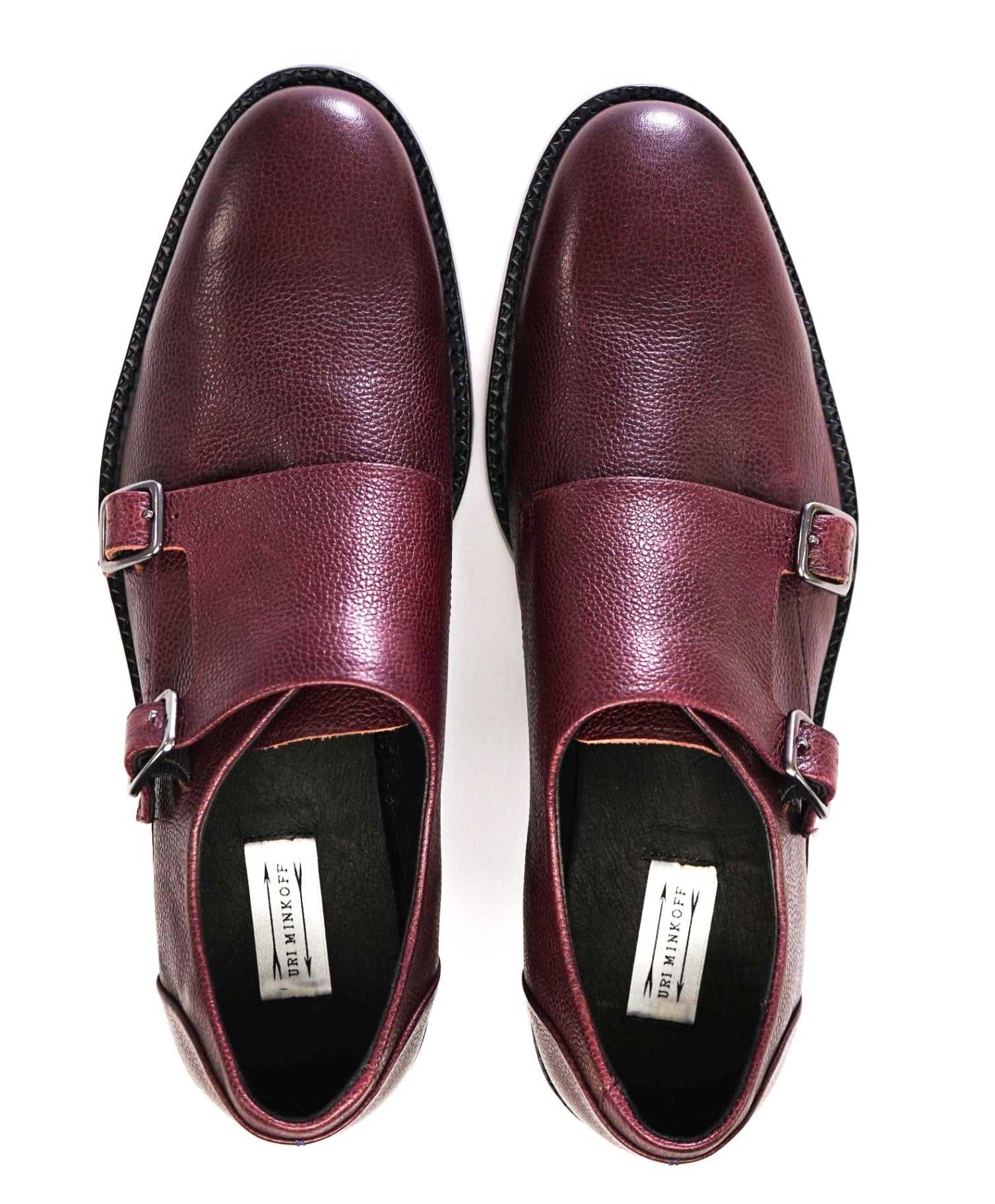 $275 Uri Minkoff Textured Oxblood Leather Double Monk 11.5 M