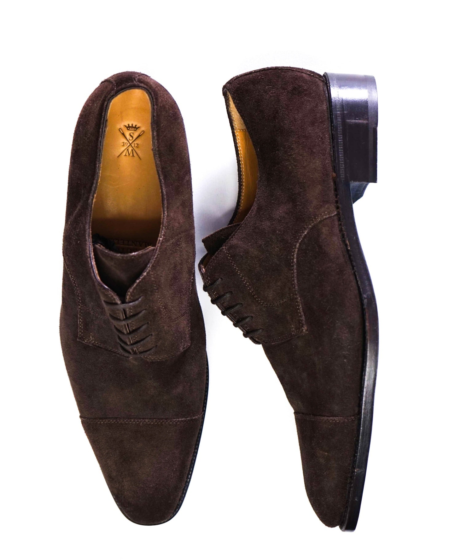 $790 Sutor Mantellassi Solid Brown Suede Cap Toe Oxfords 11
