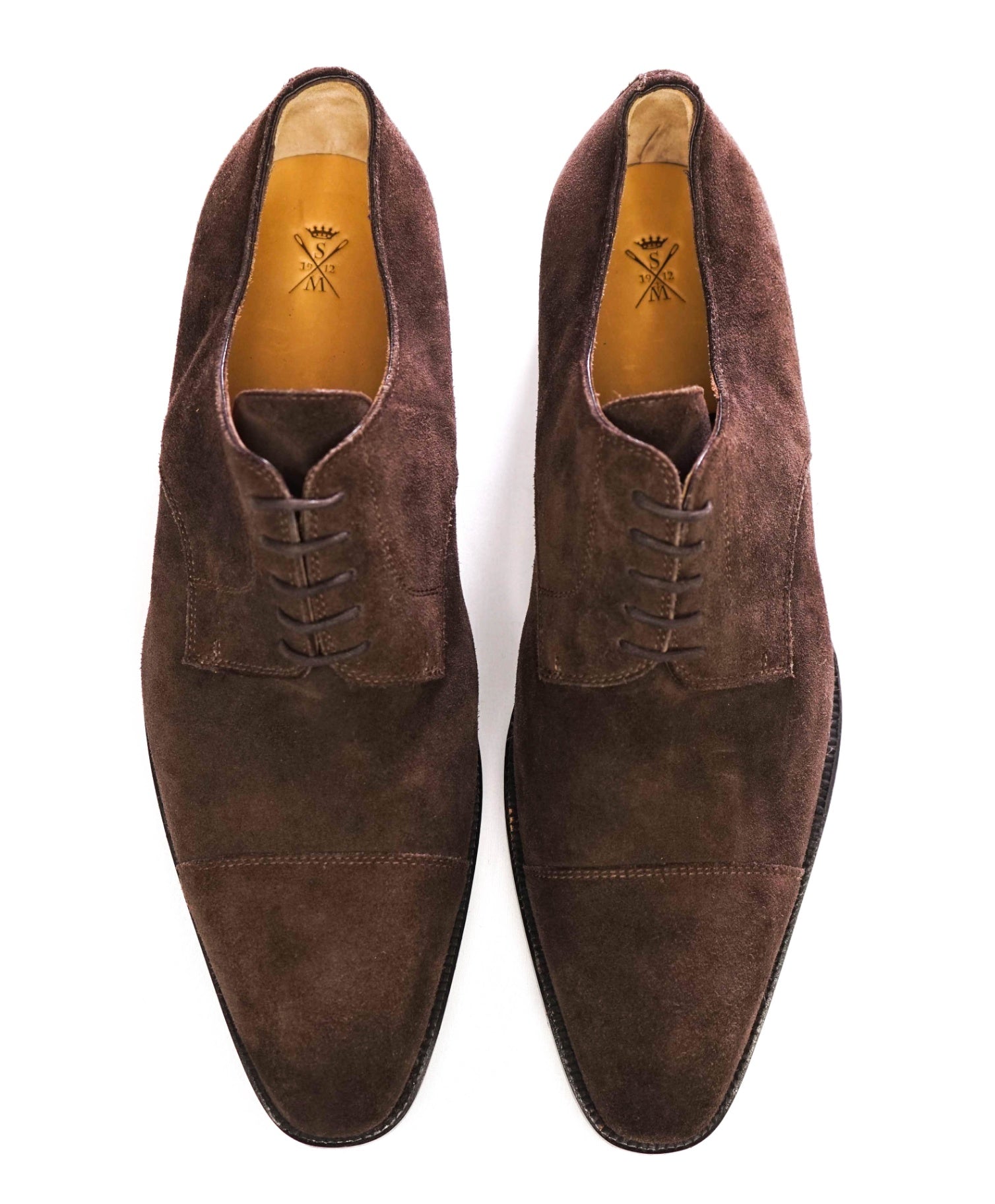 $790 Sutor Mantellassi Solid Brown Suede Cap Toe Oxfords 11