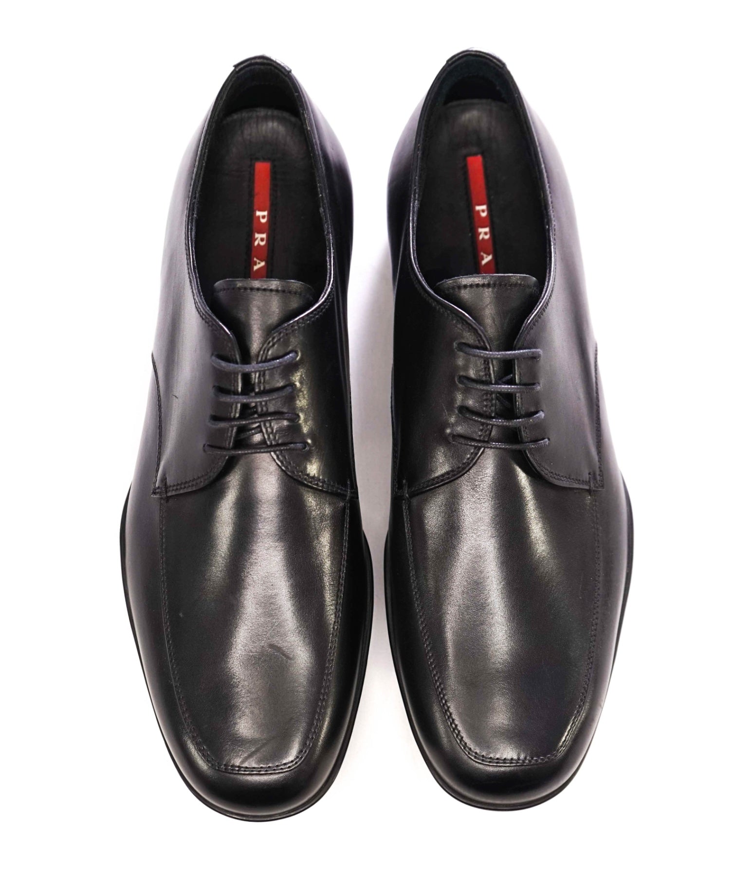 $795 Prada LINEA ROSSA Solid Black Leather Footwear 9.5US (8.5IT)
