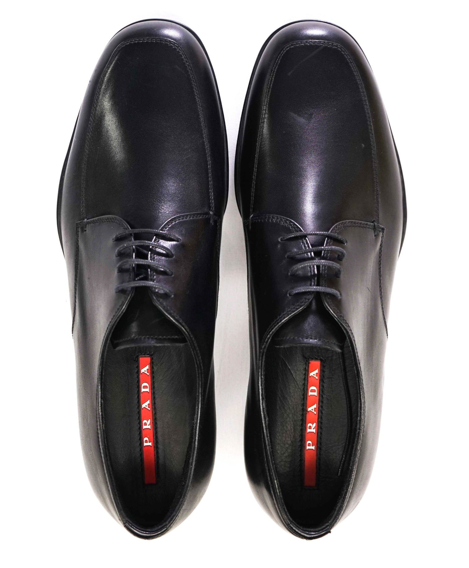 $795 Prada LINEA ROSSA Solid Black Leather Footwear 9.5US (8.5IT)