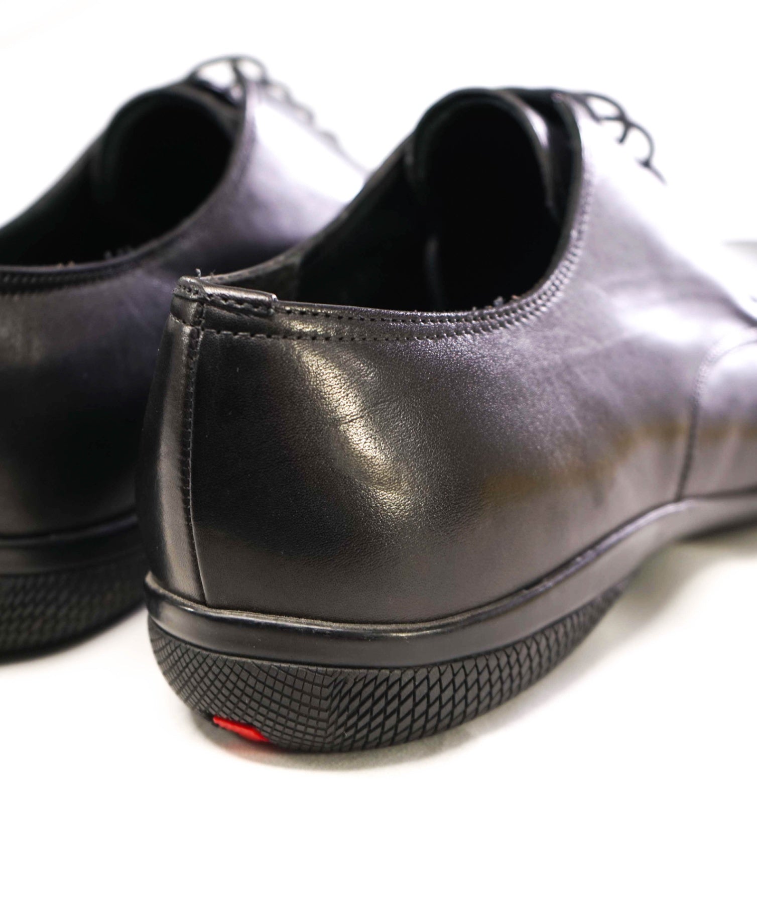 $795 Prada LINEA ROSSA Solid Black Leather Footwear 9.5US (8.5IT)