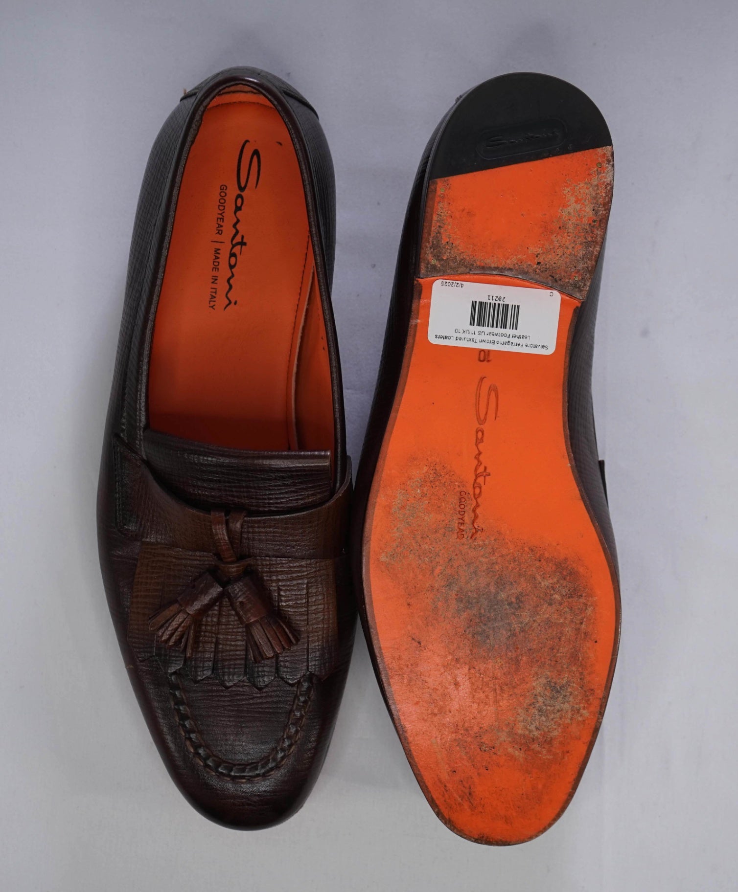 $995 SANTONI "GOODYEAR" Tassel Loafers Leather US 11 (UK 10)