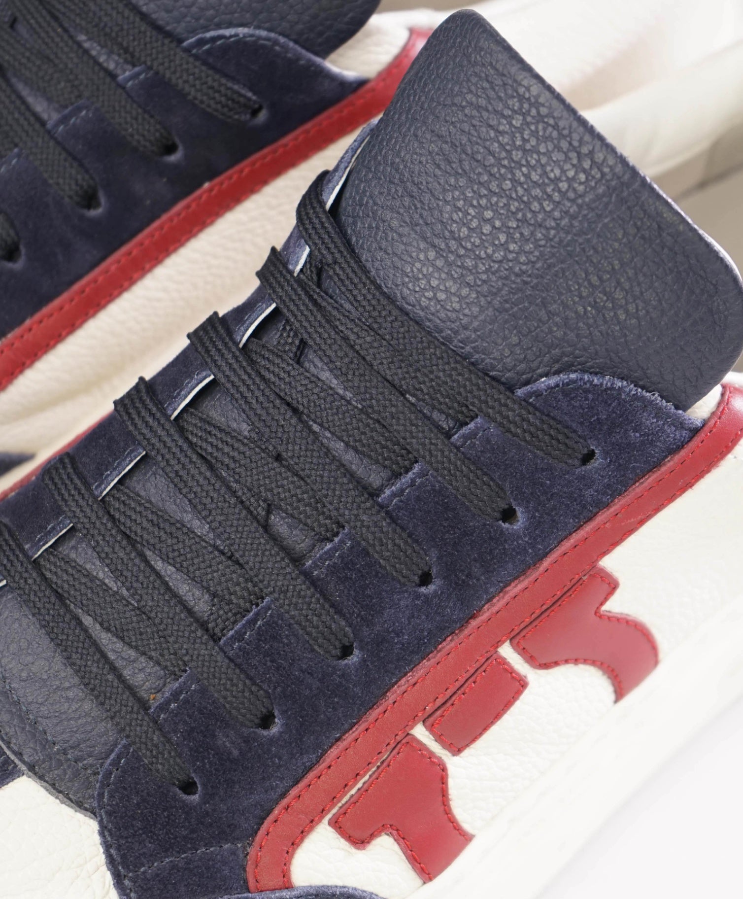 $750 Salvatore Ferragamo BORG 5 Navy/Red/White Sneaker 10 M