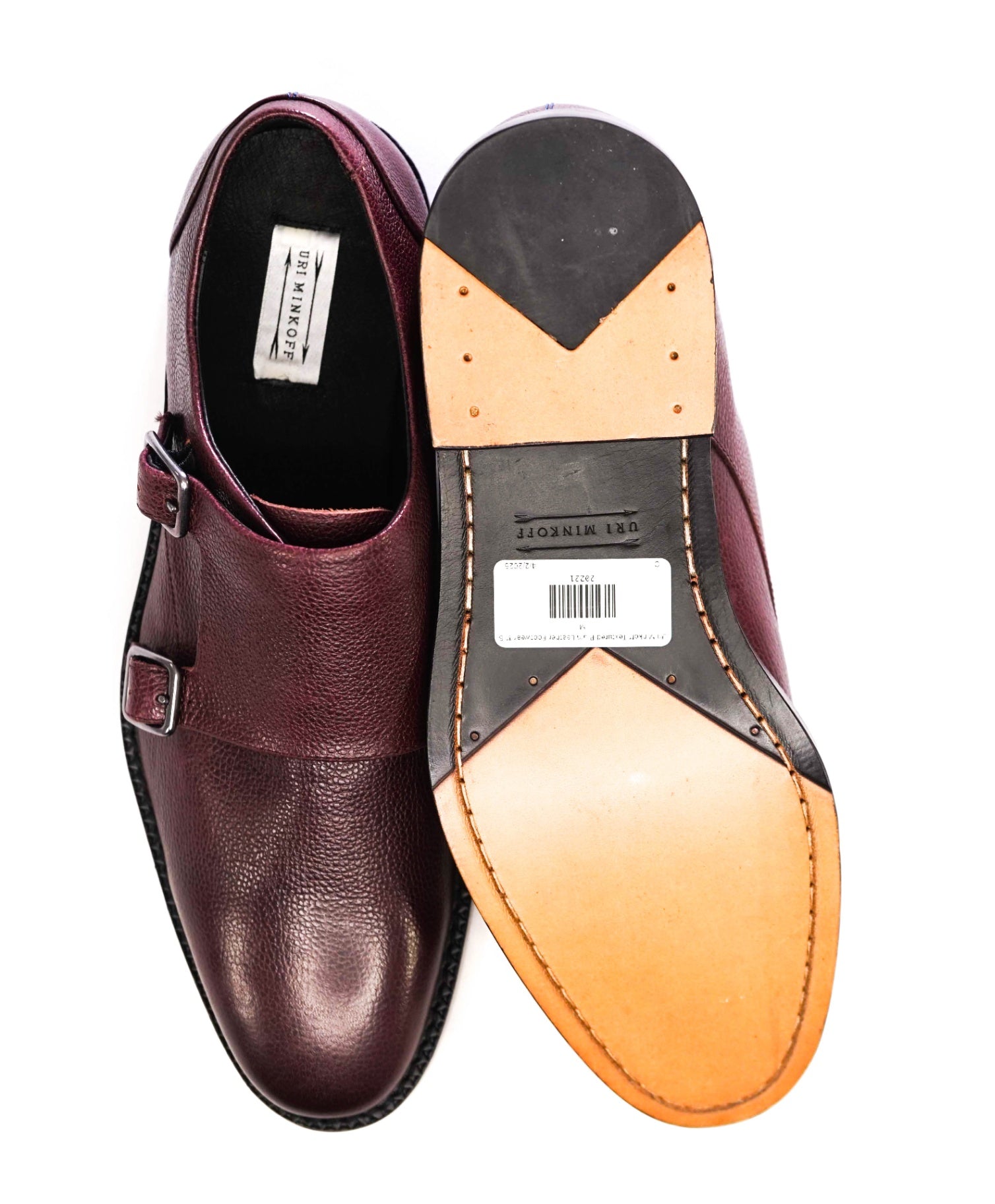 $275 Uri Minkoff Textured Oxblood Leather Double Monk 11.5 M