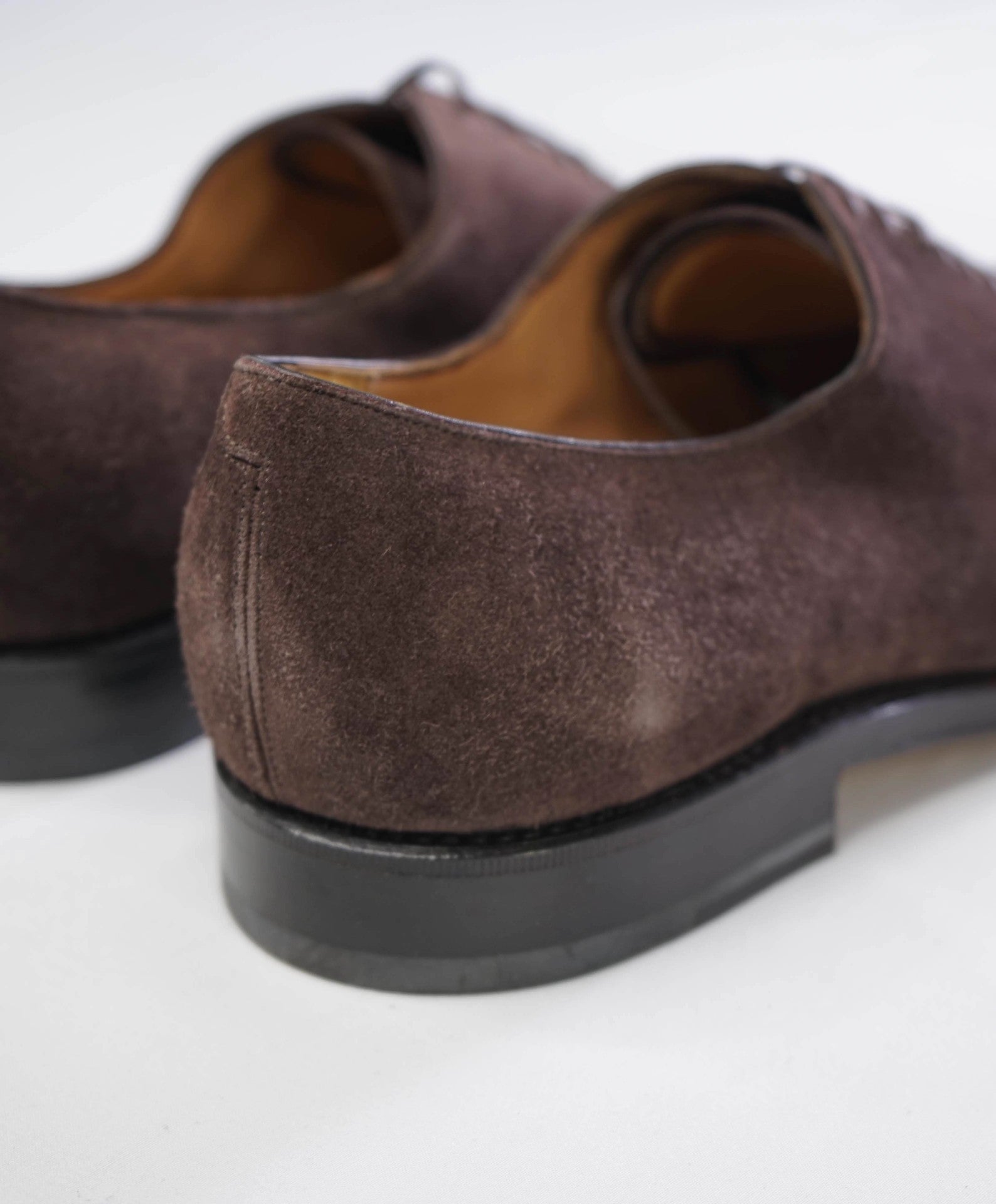 $1,395 SALVATORE FERRAGAMO - "CARMELO Tramezza" Brown Whole-Cut Silhouette Oxfords - 9 EE