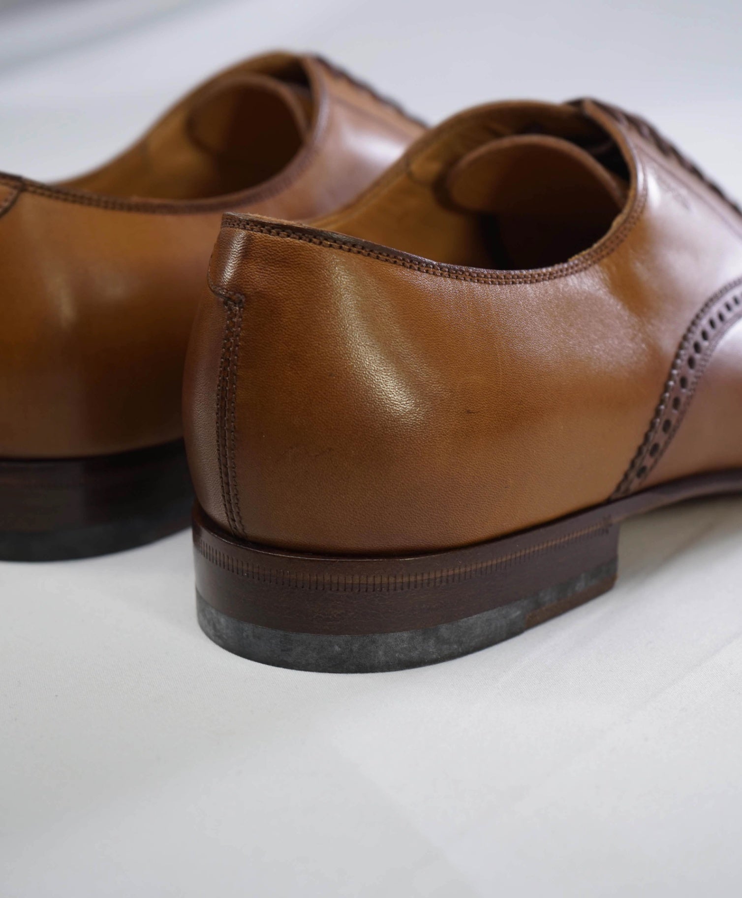 GUCCI Solid Brown LOGO Oxfords Leather Footwear 8US (7.5G)