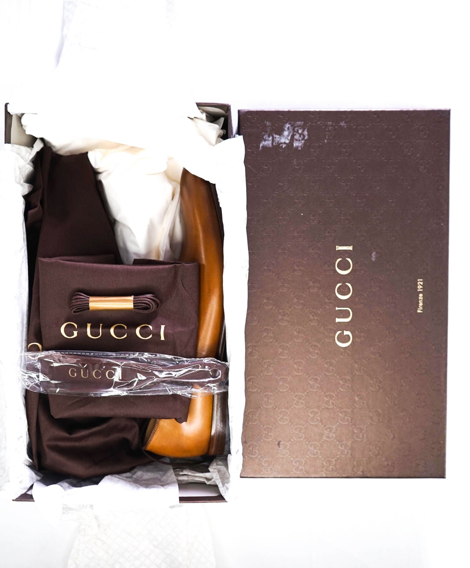 GUCCI Solid Brown LOGO Oxfords Leather Footwear 8US (7.5G)